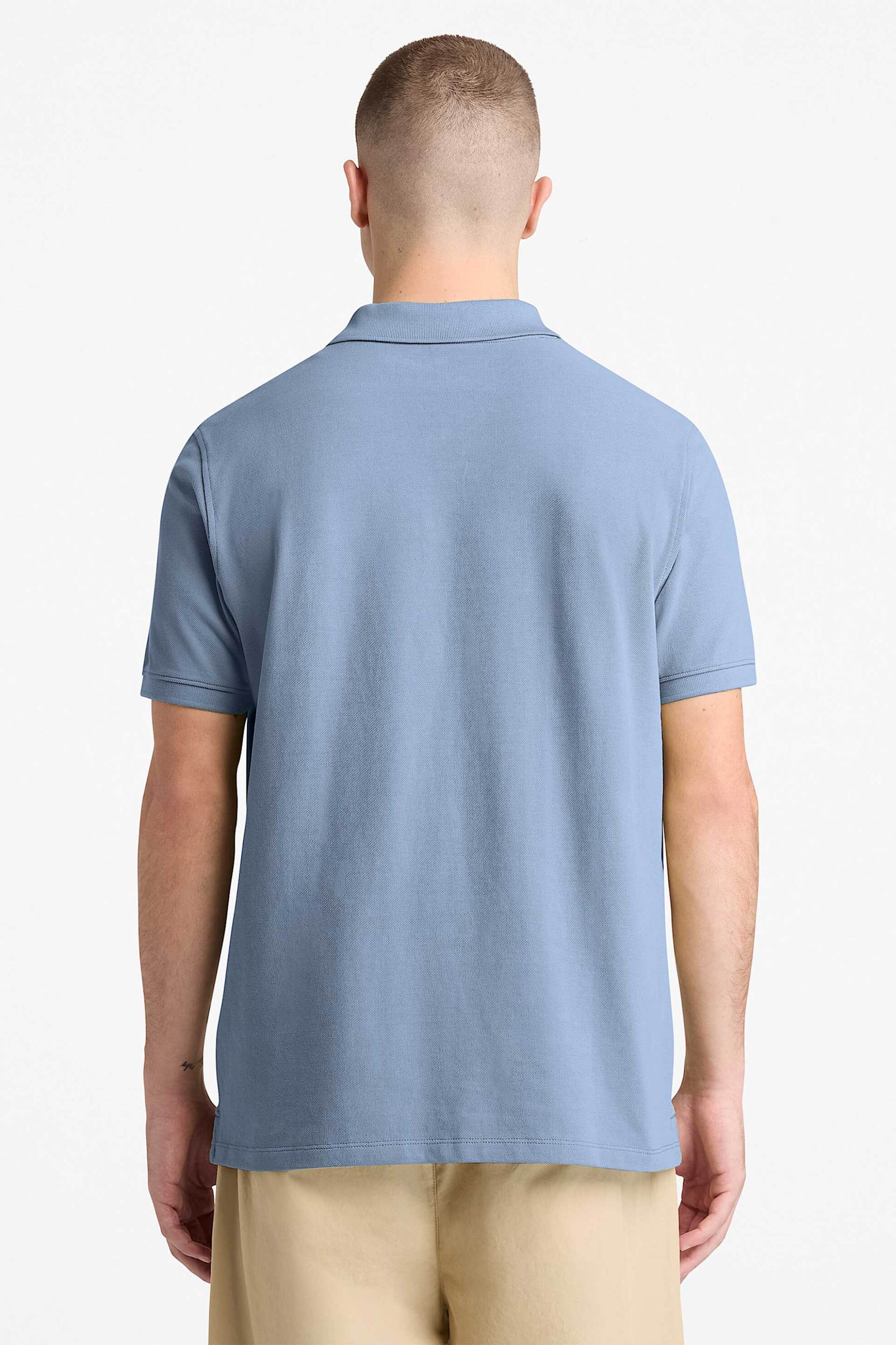 Timberland Ανδρική Μπλούζα Πόλο Πικέ με Κεντημένο Logo Tree Regular Fit Millers River - Tb0A6Vdpb881 Γκρι Γαλάζιο