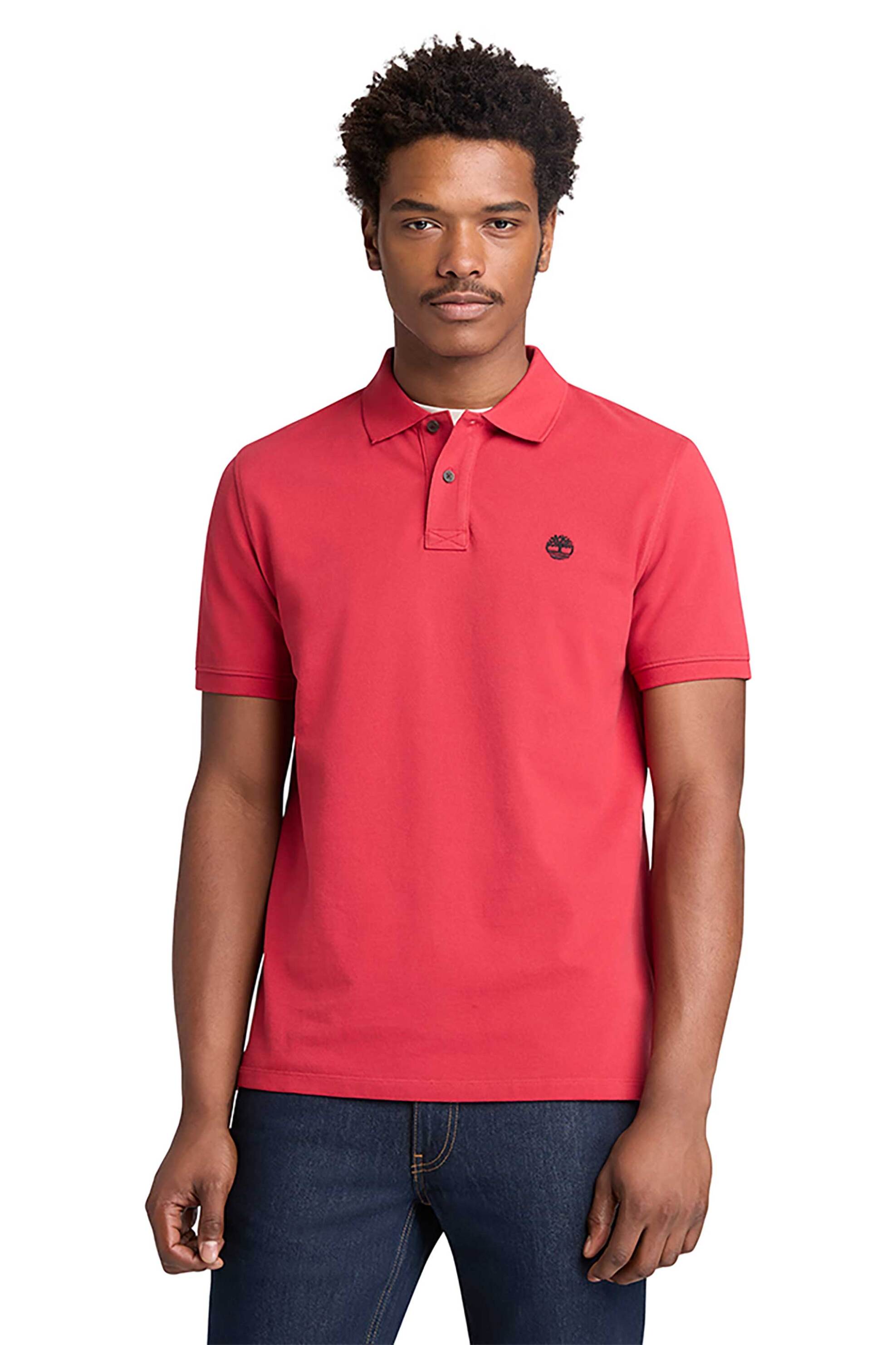 Timberland ανδρική μπλούζα πόλο πικέ με κεντημένο logo tree Regular Fit "Millers River" - TB0A6VDPN961 Κόκκινο Καρπουζί