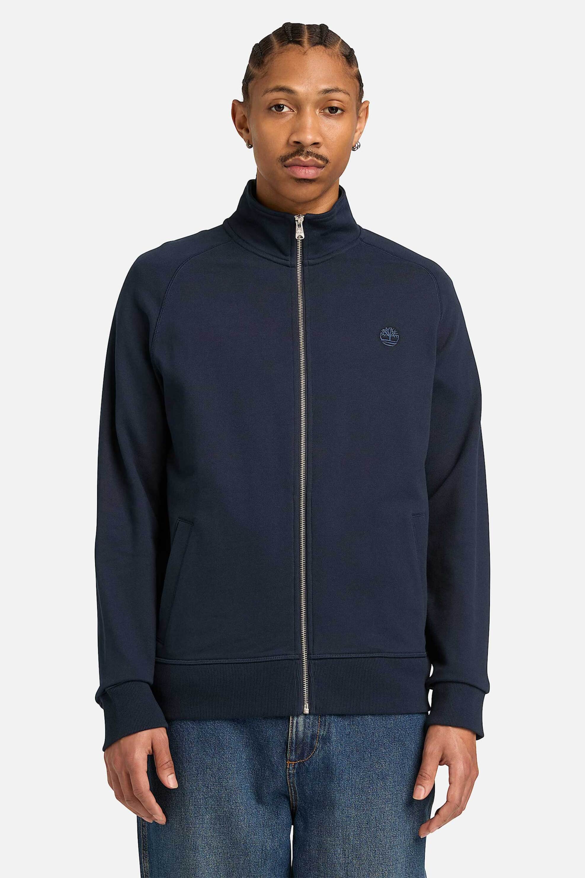 Timberland ανδρική ζακέτα φούτερ με κεντημένο logo tree Regular Fit "Exeter River" - TB0A6KB3Z021 Μπλε Σκούρο