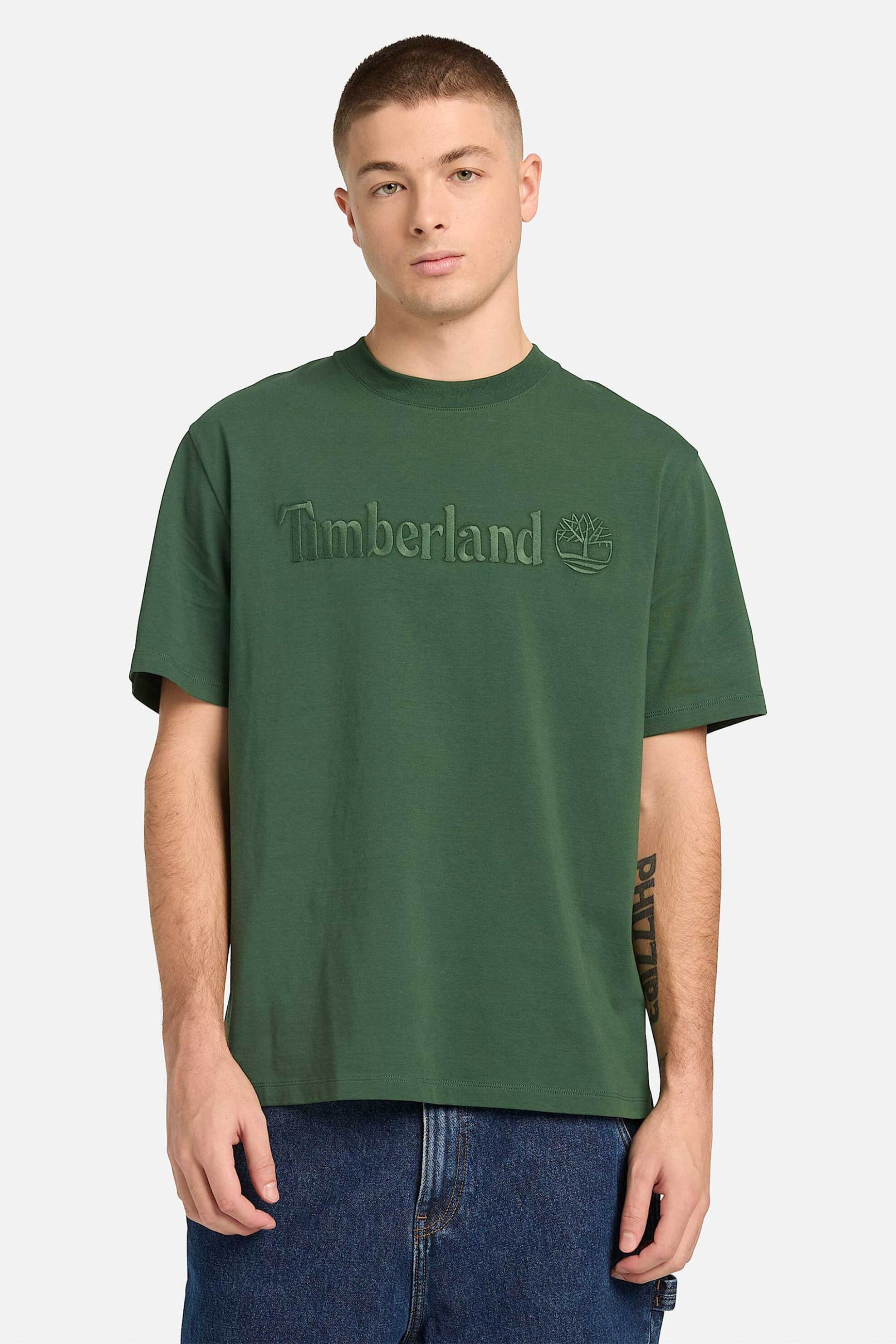Timberland ανδρικό T-shirt με κεντημένο λογότυπο Authentic Fit "Hampthon" - TB0A6VPEA6X1 Πράσινο