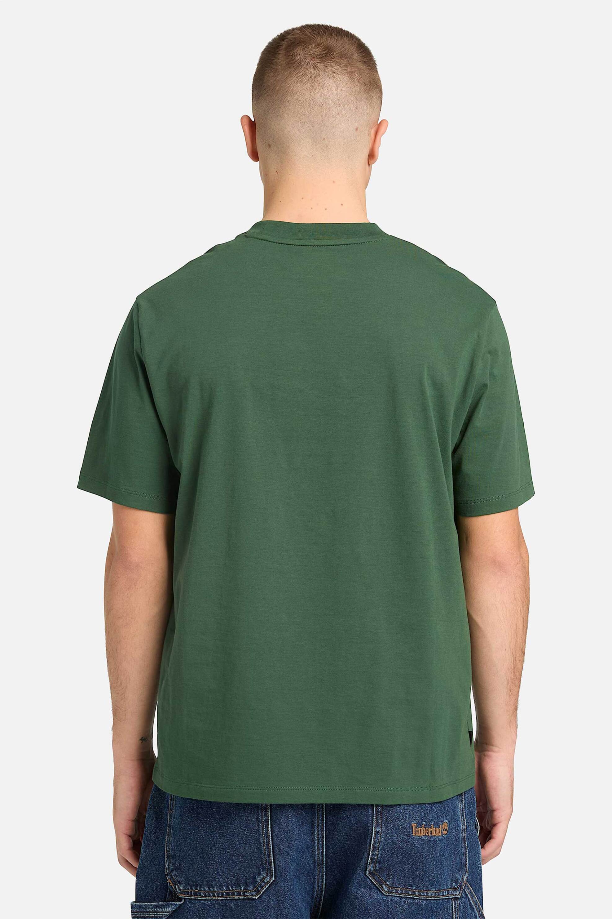 Timberland Ανδρικό T-Shirt με Κεντημένο Λογότυπο Authentic Fit Hampthon - Tb0A6Vpea6X1 Πράσινο