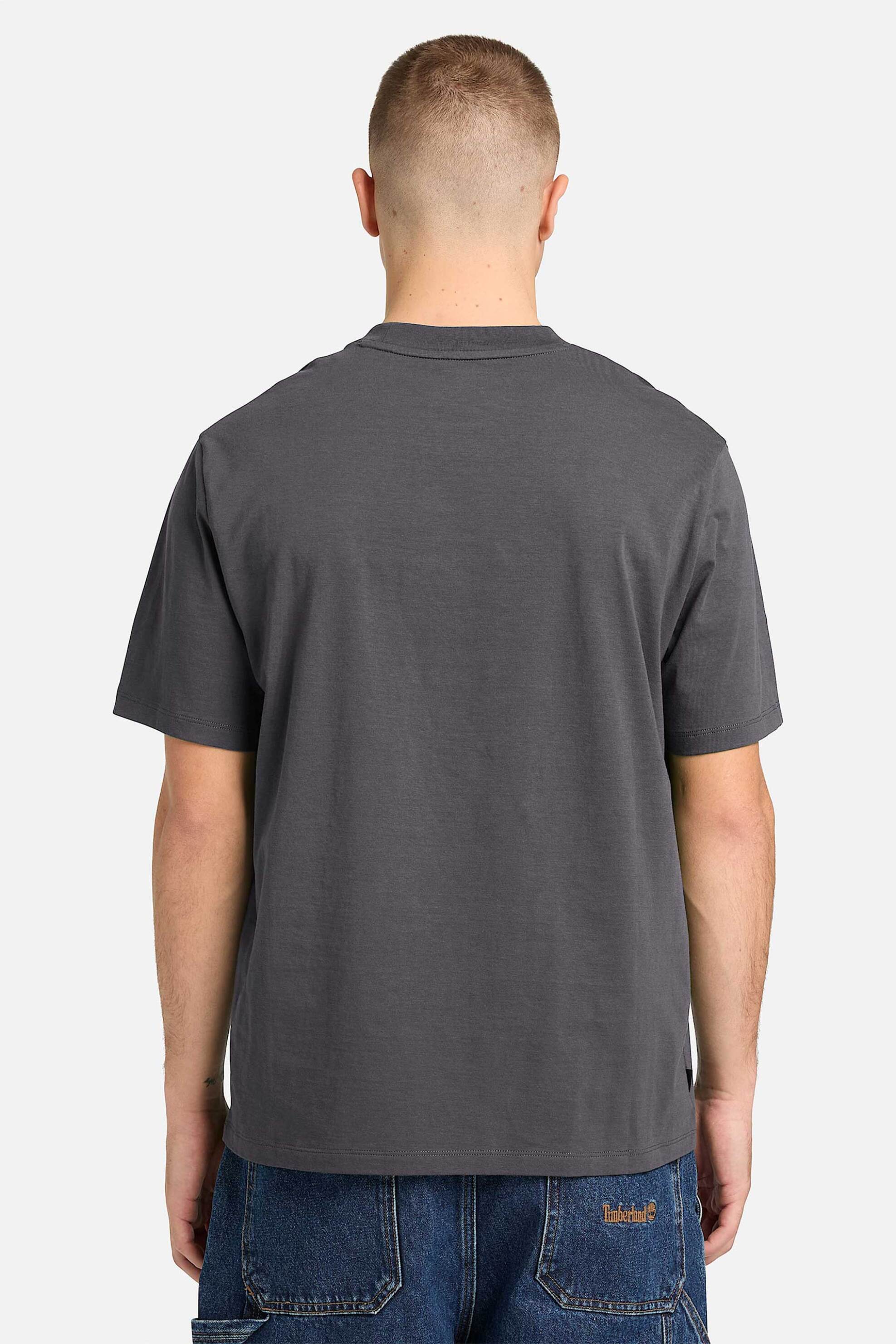 Timberland Ανδρικό T-Shirt με Κεντημένο Λογότυπο Authentic Fit Hampthon - Tb0A6Vpew081 Ανθρακί