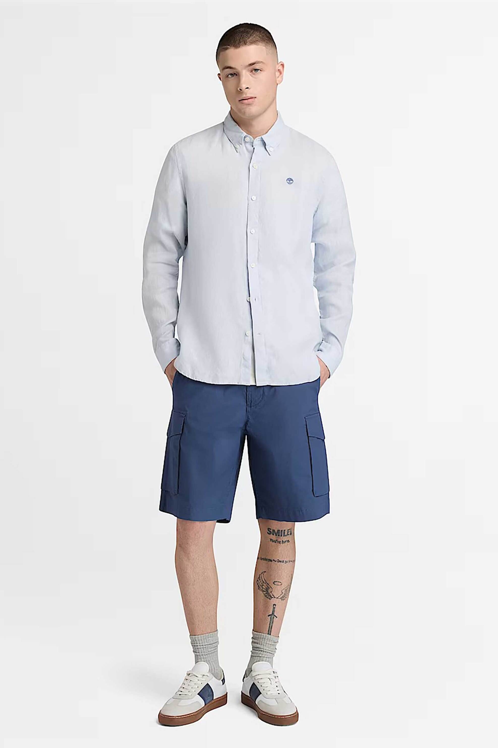 Timberland ανδρική βερμούδα cargo poplin Loose Fit "Brookline" - TB0A44VXEYO1 Μπλε