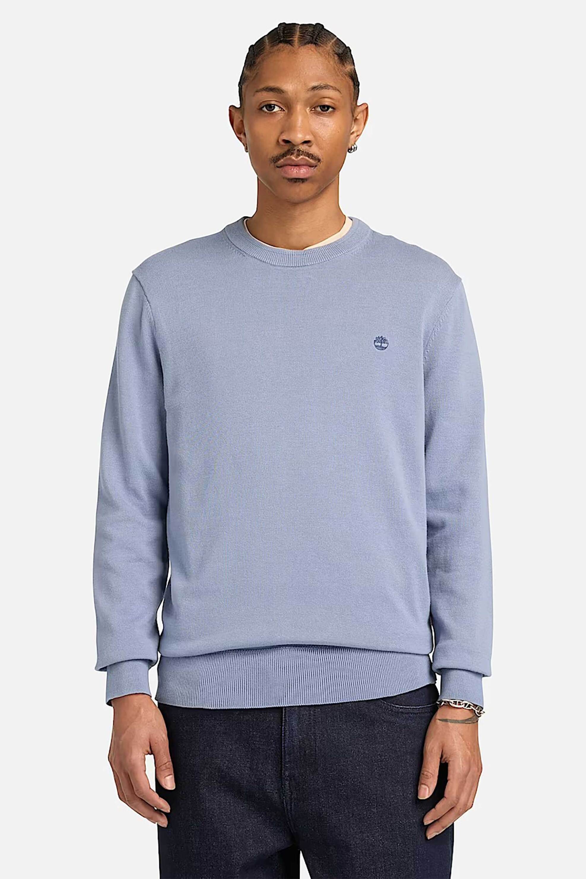Timberland ανδρικό πουλόβερ με κεντημένο tree logo Regular Fit "Williams River" - TB0A2BMMB881 Γκρι Γαλάζιο