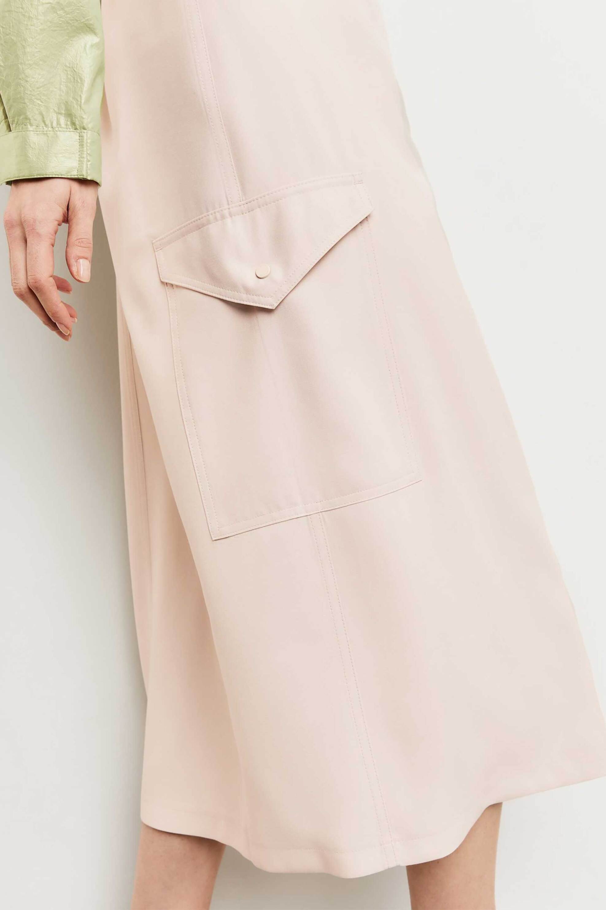 Gerry Weber Γυναικεία Midi Φούστα Κρουαζέ με Flap Τσέπη A-Line - 310012-31331 Μπεζ