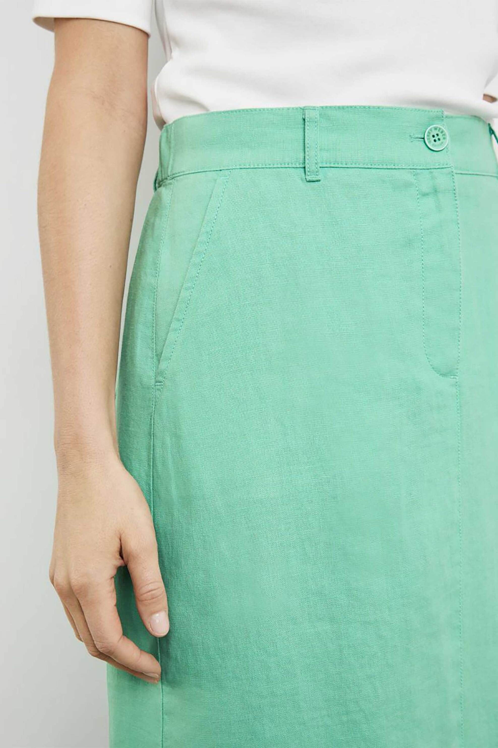 Gerry Weber γυναικεία midi φούστα από λινάρι με άνοιγμα στο πλάι A-line - 211005-66225 Πράσινο φωτογραφία