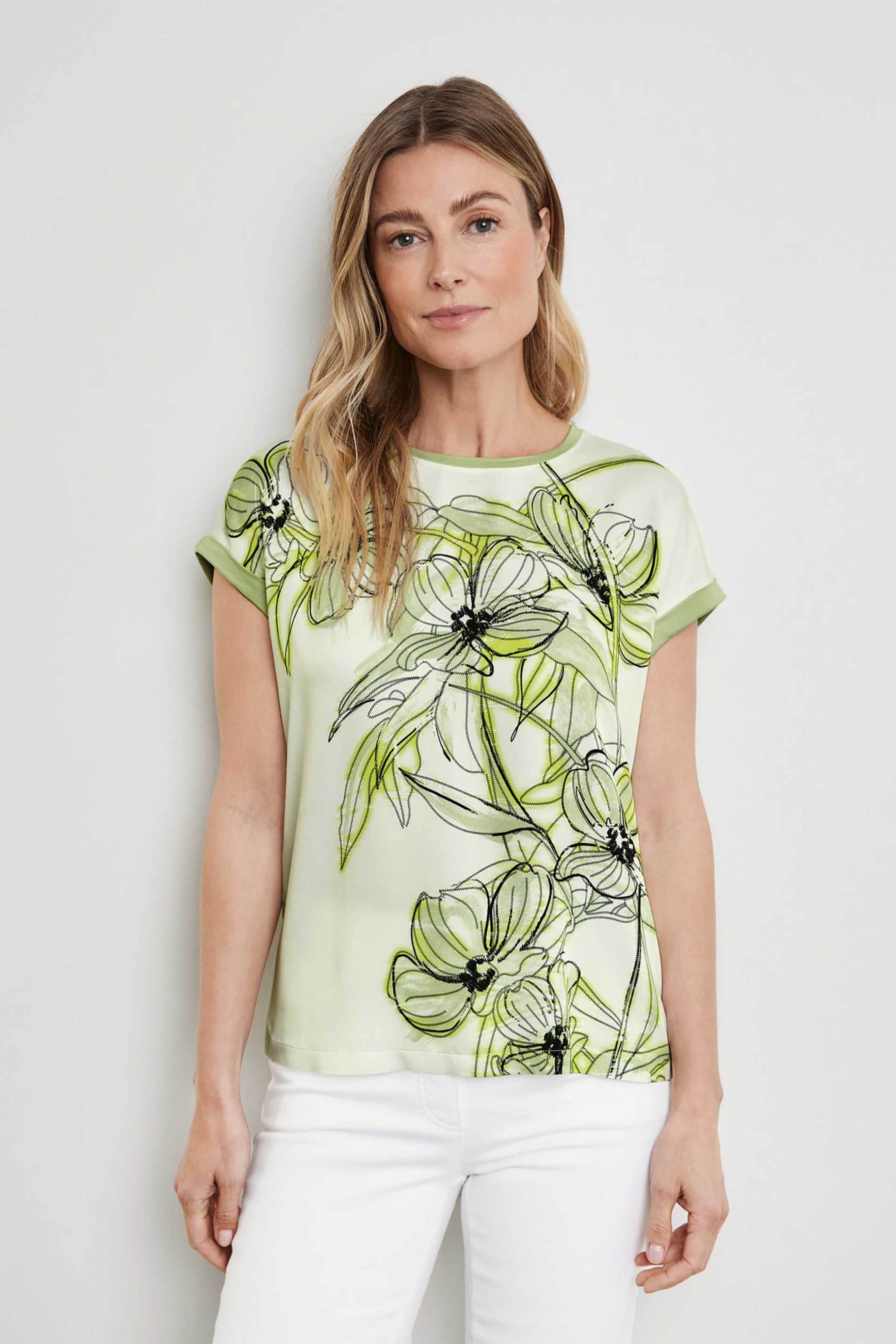 Γυναικεία Ρούχα & Αξεσουάρ > Γυναικεία Ρούχα > Γυναικεία Τοπ > Γυναικεία T-Shirts Gerry Weber γυναικείο T-shirt με floral print Casual Fit - 270039-44043 Λαδί