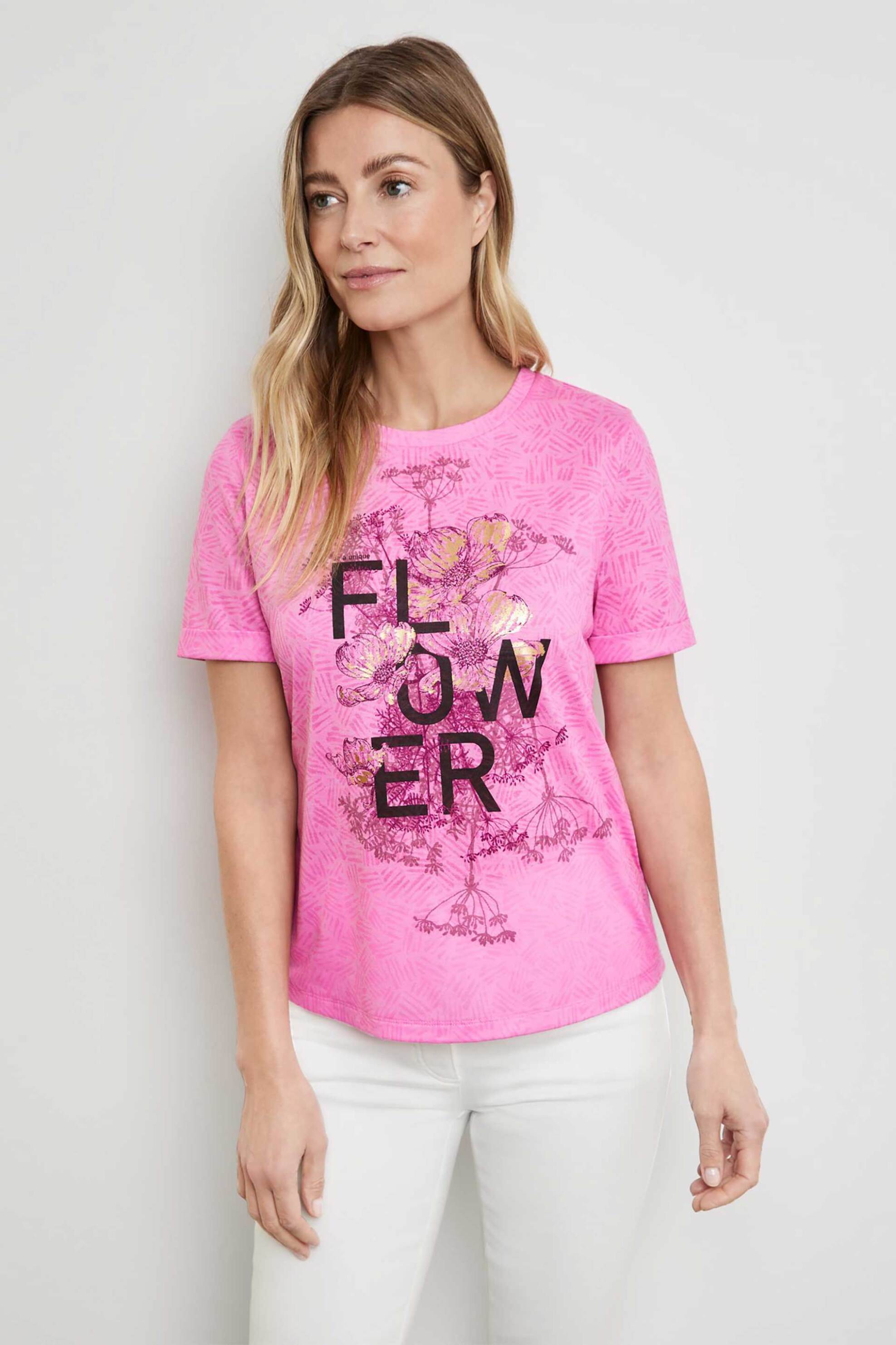 Γυναικεία Ρούχα & Αξεσουάρ > Γυναικεία Ρούχα > Γυναικεία Τοπ > Γυναικεία T-Shirts Gerry Weber γυναικείο T-shirt με floral print - 270041-44040 Ροζ