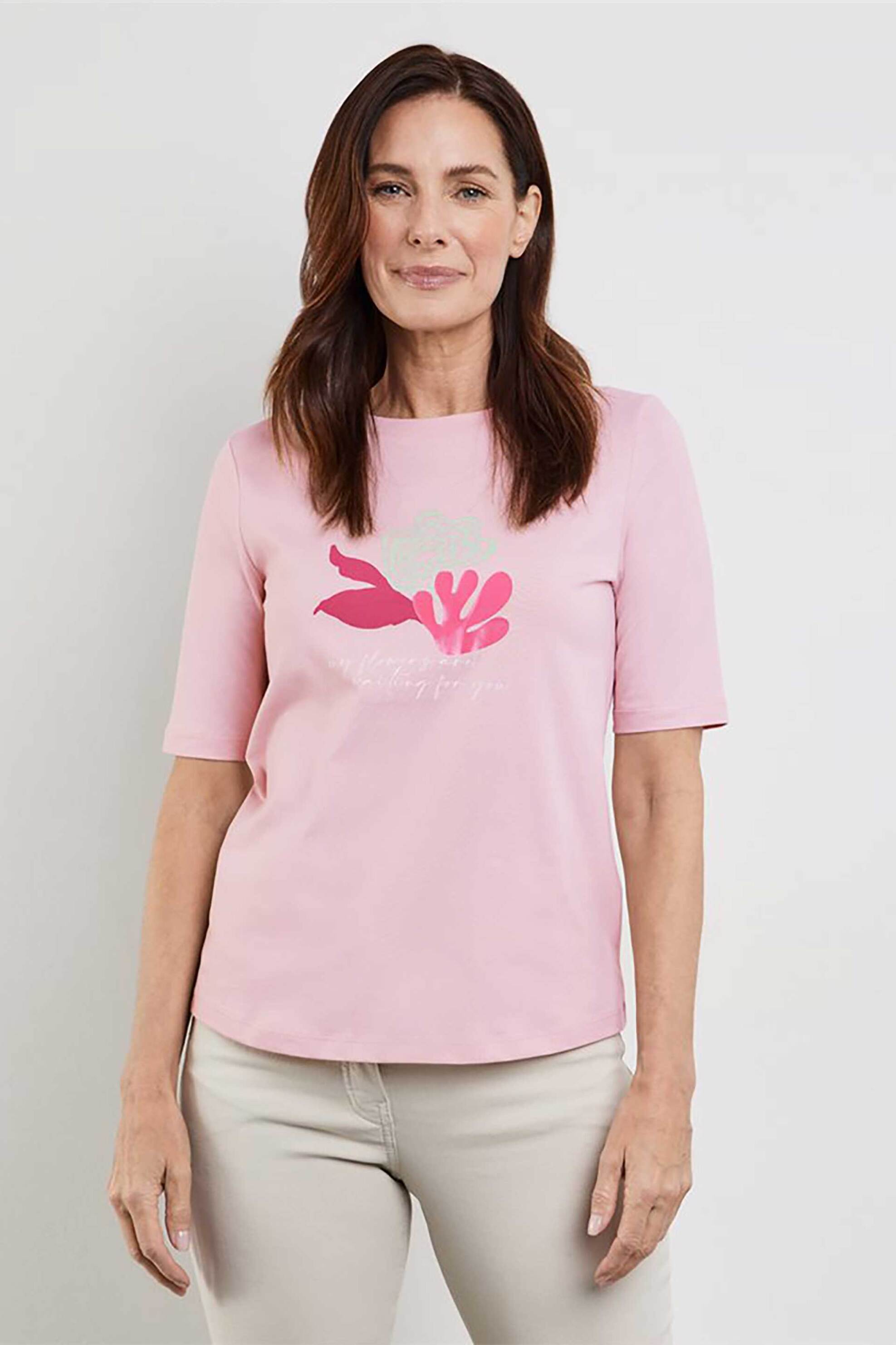 Gerry Weber γυναικείο T-shirt με graphic print - 270029-44041 Ροζ