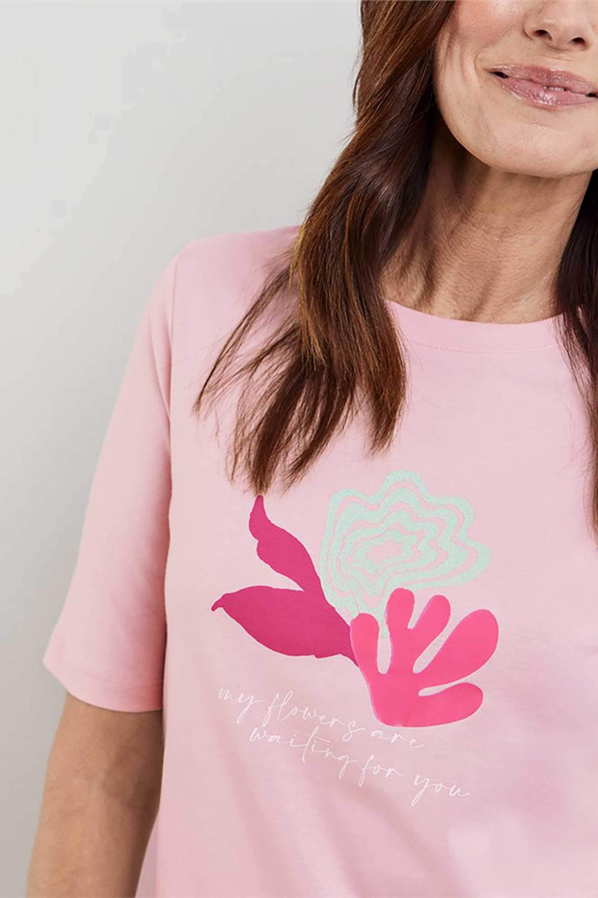 Gerry Weber γυναικείο T-shirt με graphic print - 270029-44041 Ροζ φωτογραφία