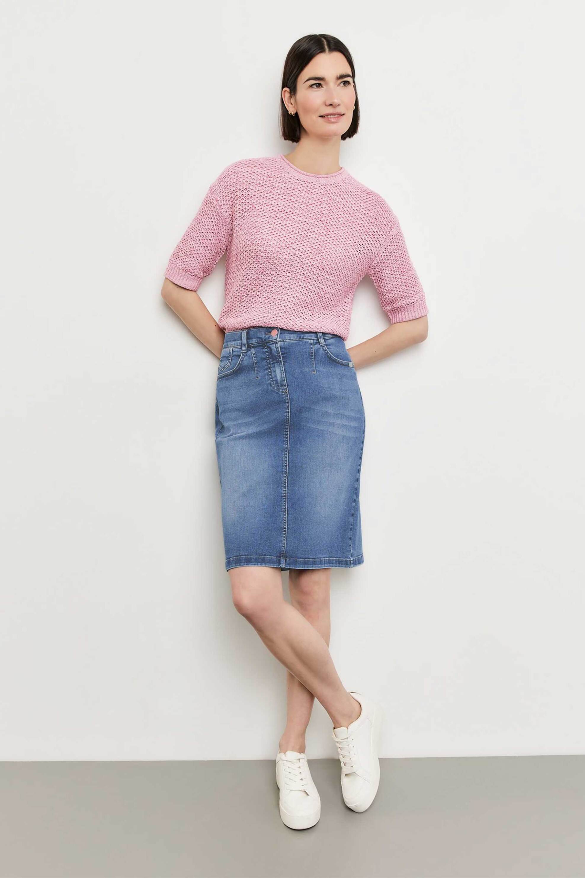 Gerry Weber γυναικεία mini φούστα denim πεντάτσεπη με washed-out effect | 48