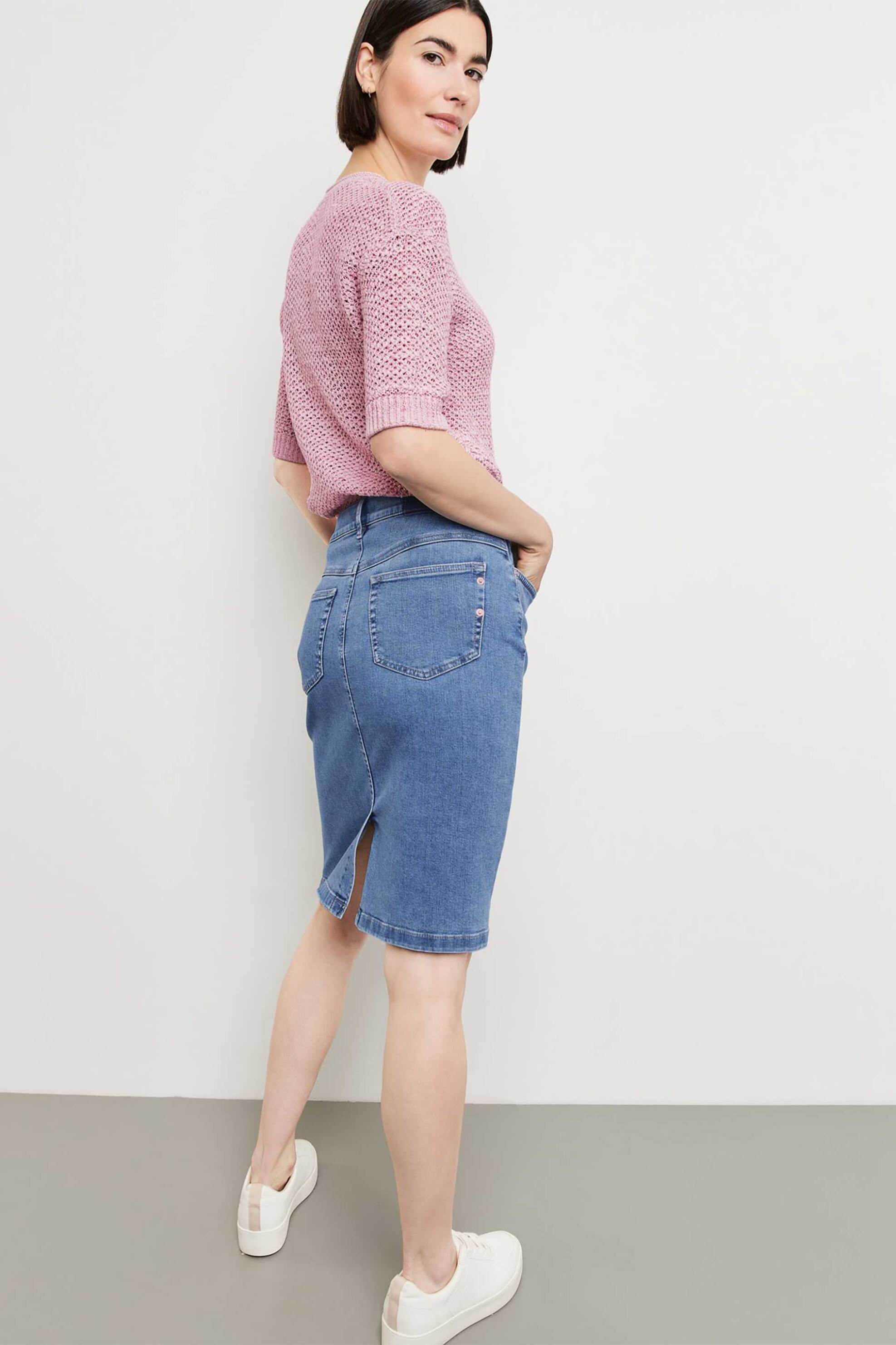 Gerry Weber γυναικεία mini φούστα denim πεντάτσεπη με washed-out effect - 211007-66832 Denim Blue φωτογραφία