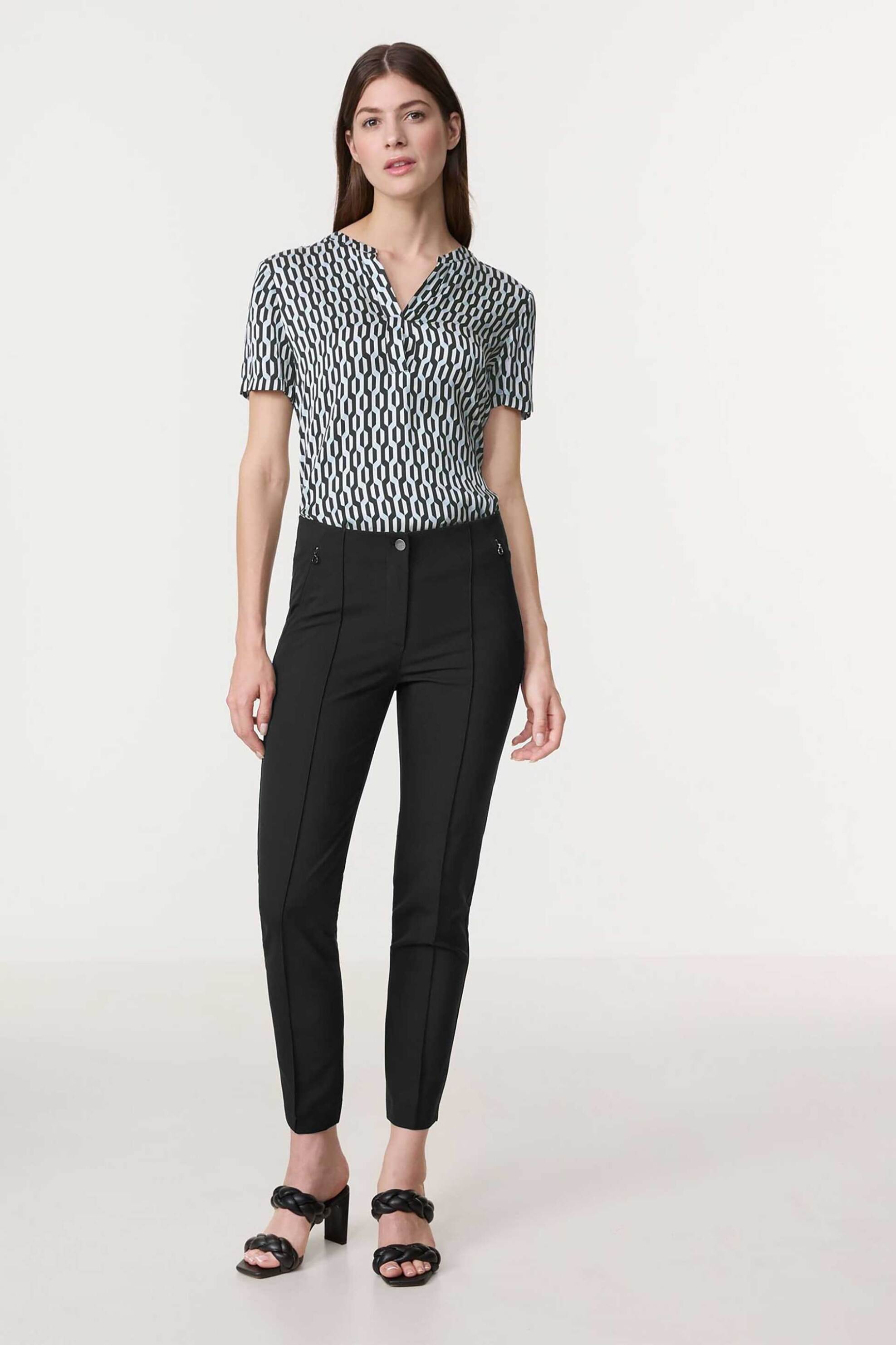GERRY WEBER Gerry Weber γυναικείο μονόχρωμο παντελόνι cropped Skinny Fit - 925069-66299 Μαύρο