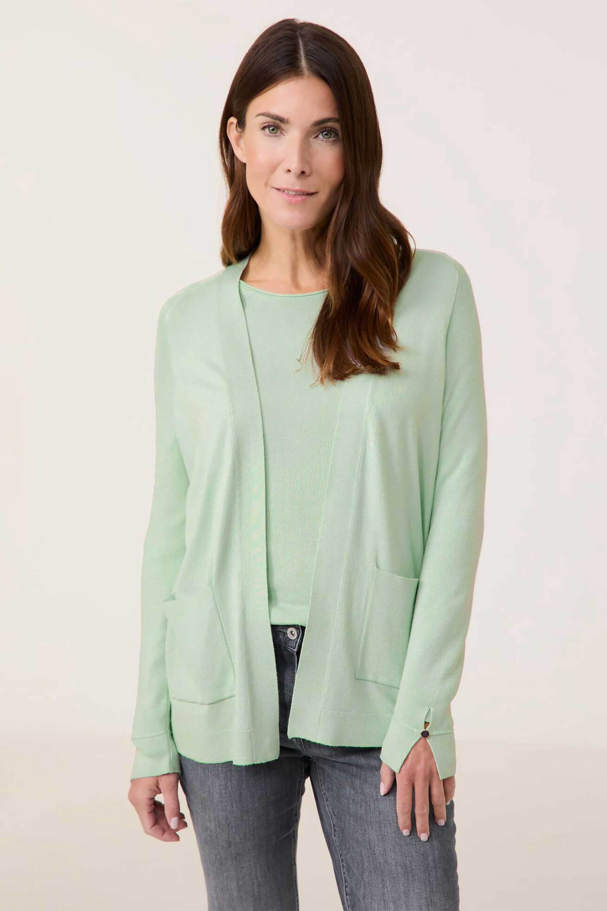 GERRY WEBER Gerry Weber γυναικεία πλεκτή ζακέτα μονόχρωμη - 935043-44727 Πράσινο Ανοιχτό