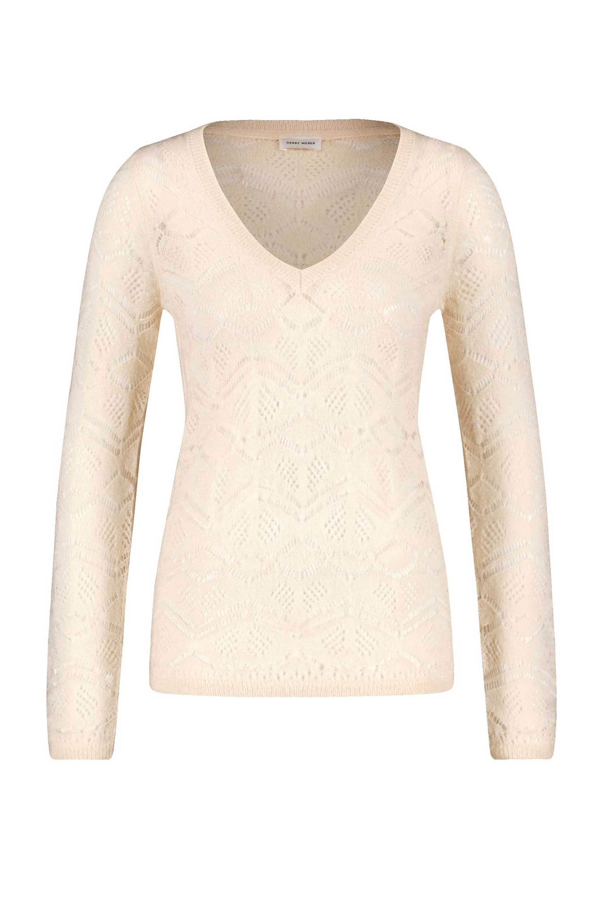 Gerry Weber γυναικεία πλεκτή μπλούζα με διάτρητο σχέδιο - 370505-44708 Εκρού φωτογραφία