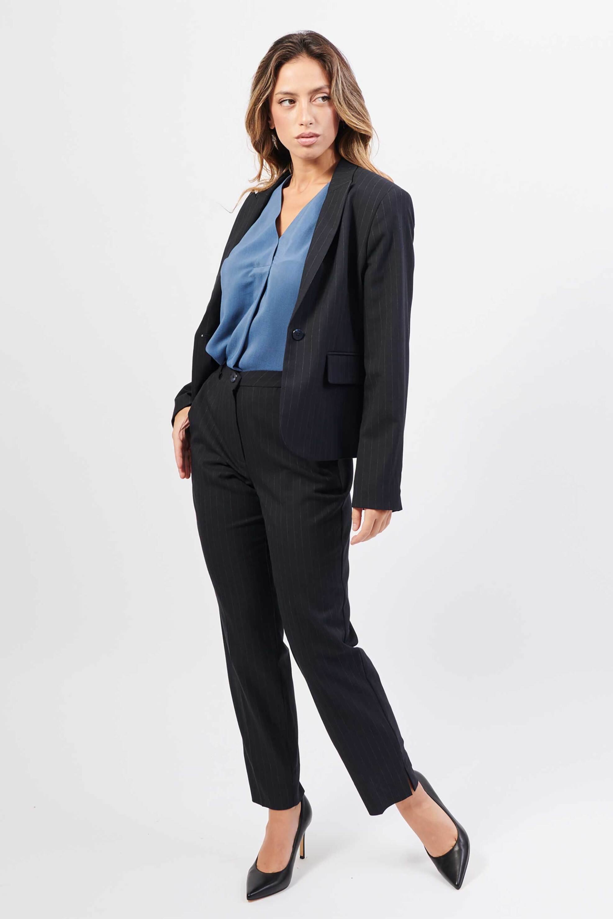Gerry Weber γυναικείο σακάκι κλασικό με ρίγες - 430023-31320 Μπλε Σκούρο φωτογραφία