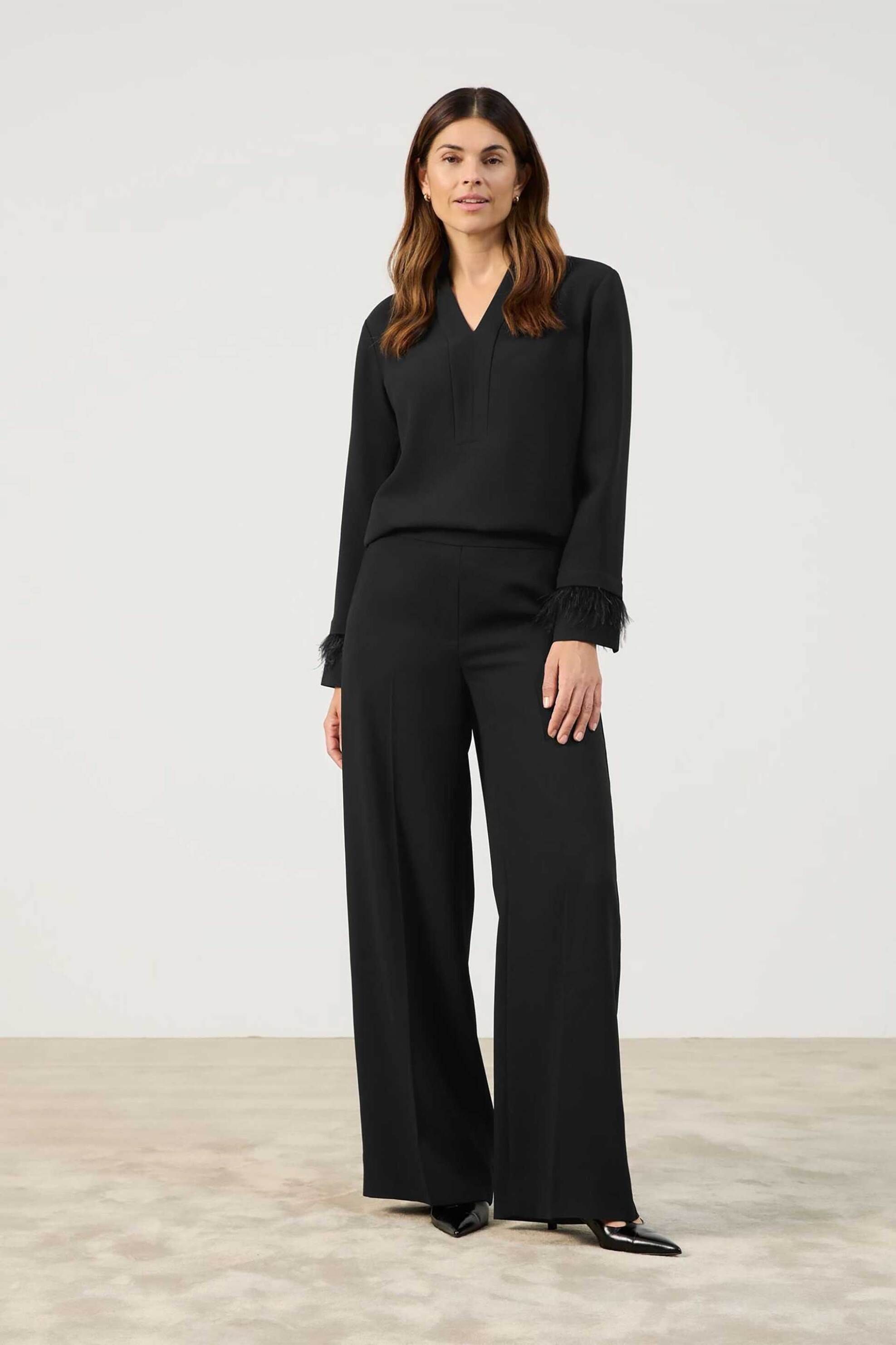 Gerry Weber γυναικείο ψηλόμεσο παντελόνι μονόχρωμο σε ίσια γραμμή - 420036-31235 Μαύρο