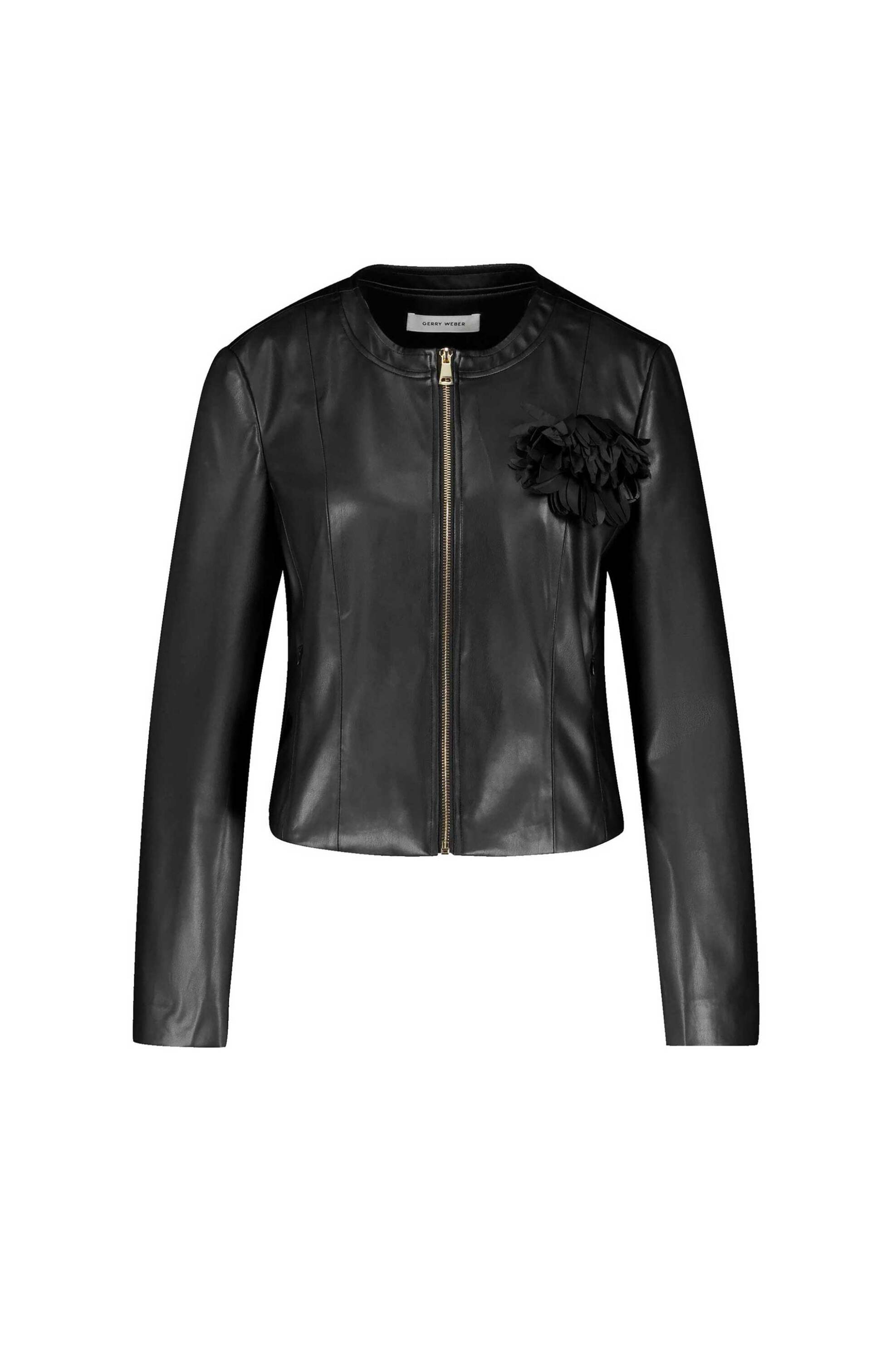 Gerry Weber γυναικείο jacket faux δέρμα με απλικέ λουλούδι - 430026-31227 Μαύρο φωτογραφία