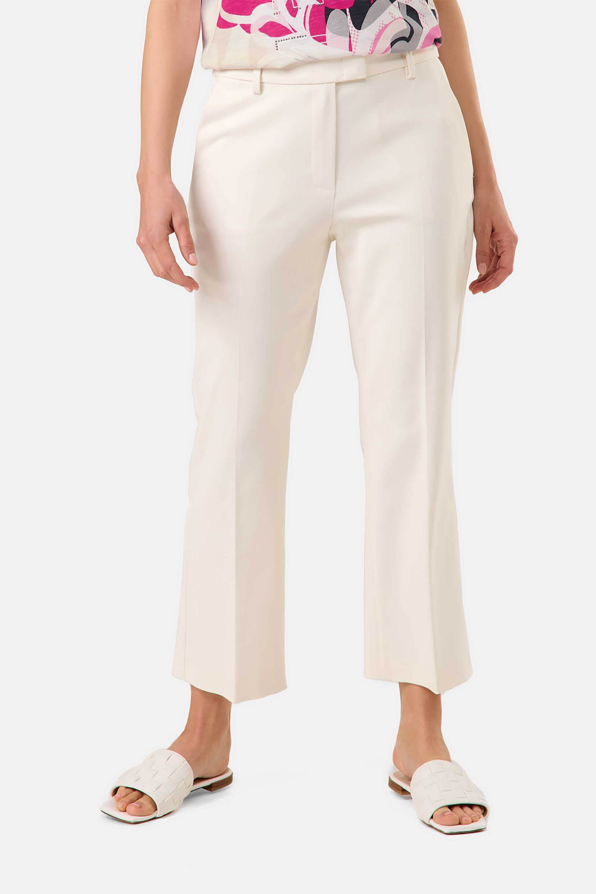 GERRY WEBER Gerry Weber γυναικείο παντελόνι cropped με πιέτες - 520037-31335 Λευκό - 2