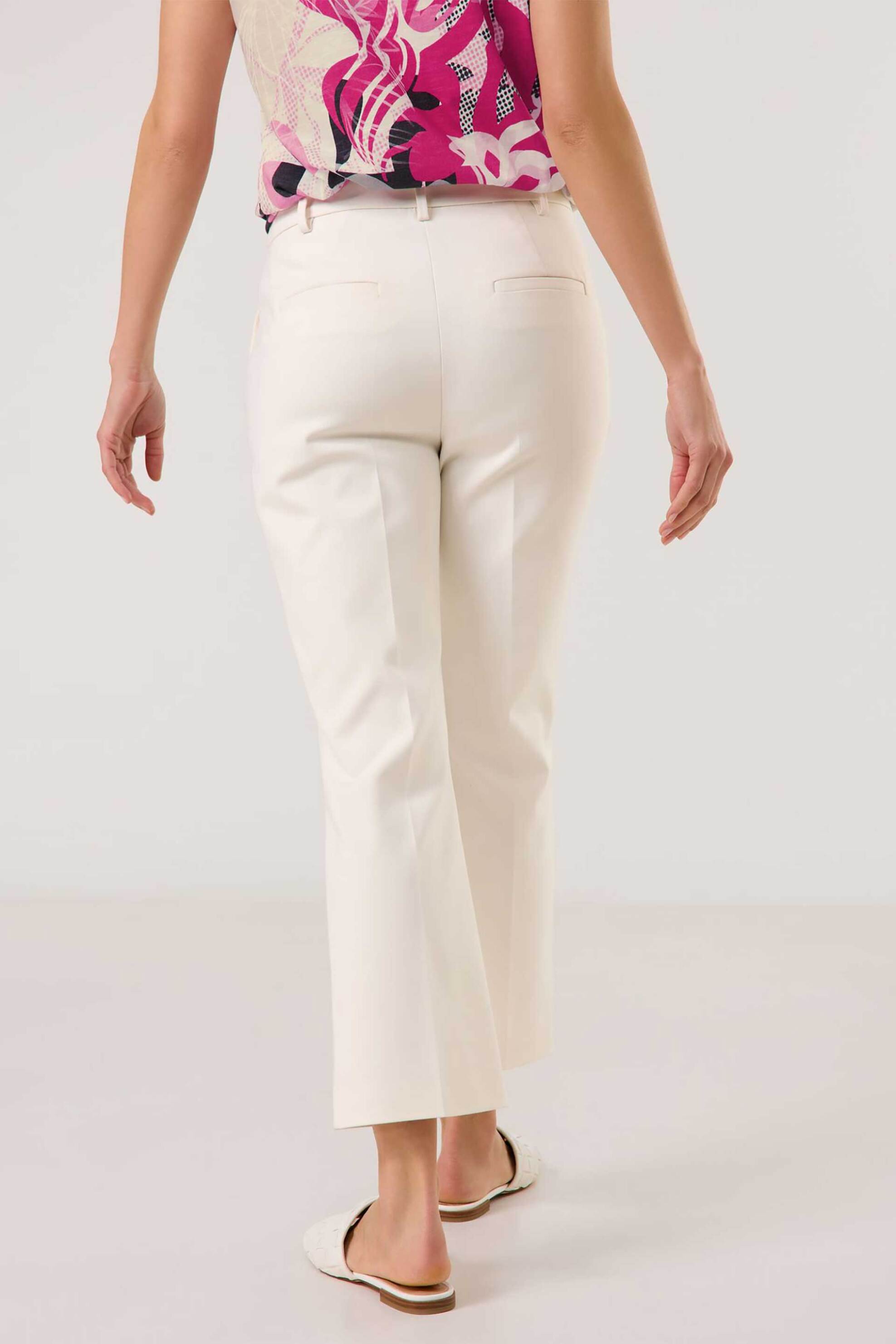 GERRY WEBER Gerry Weber γυναικείο παντελόνι cropped με πιέτες - 520037-31335 Λευκό - 3