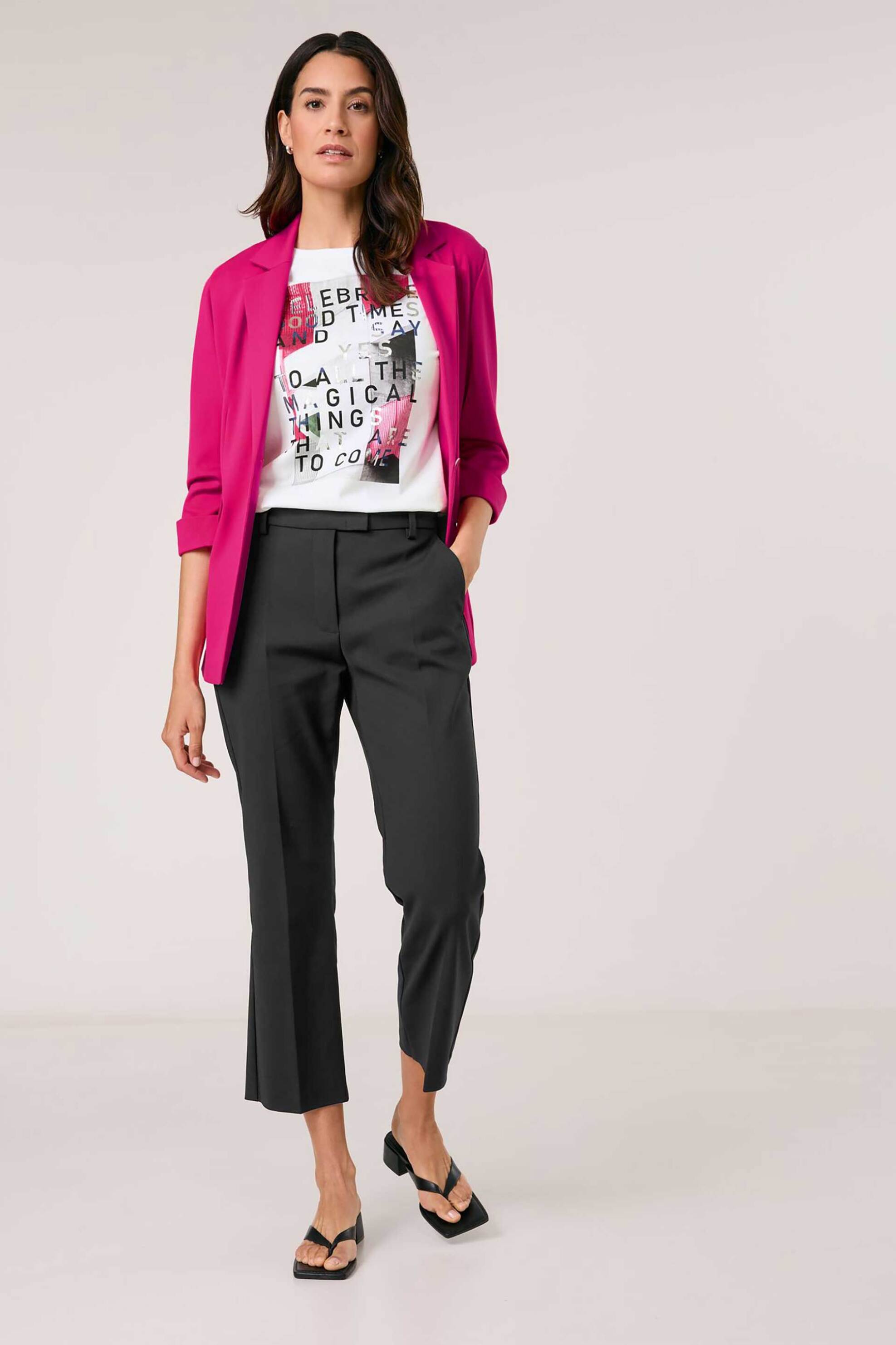 Gerry Weber γυναικείο παντελόνι cropped με πιέτες - 520037-31335 Μαύρο