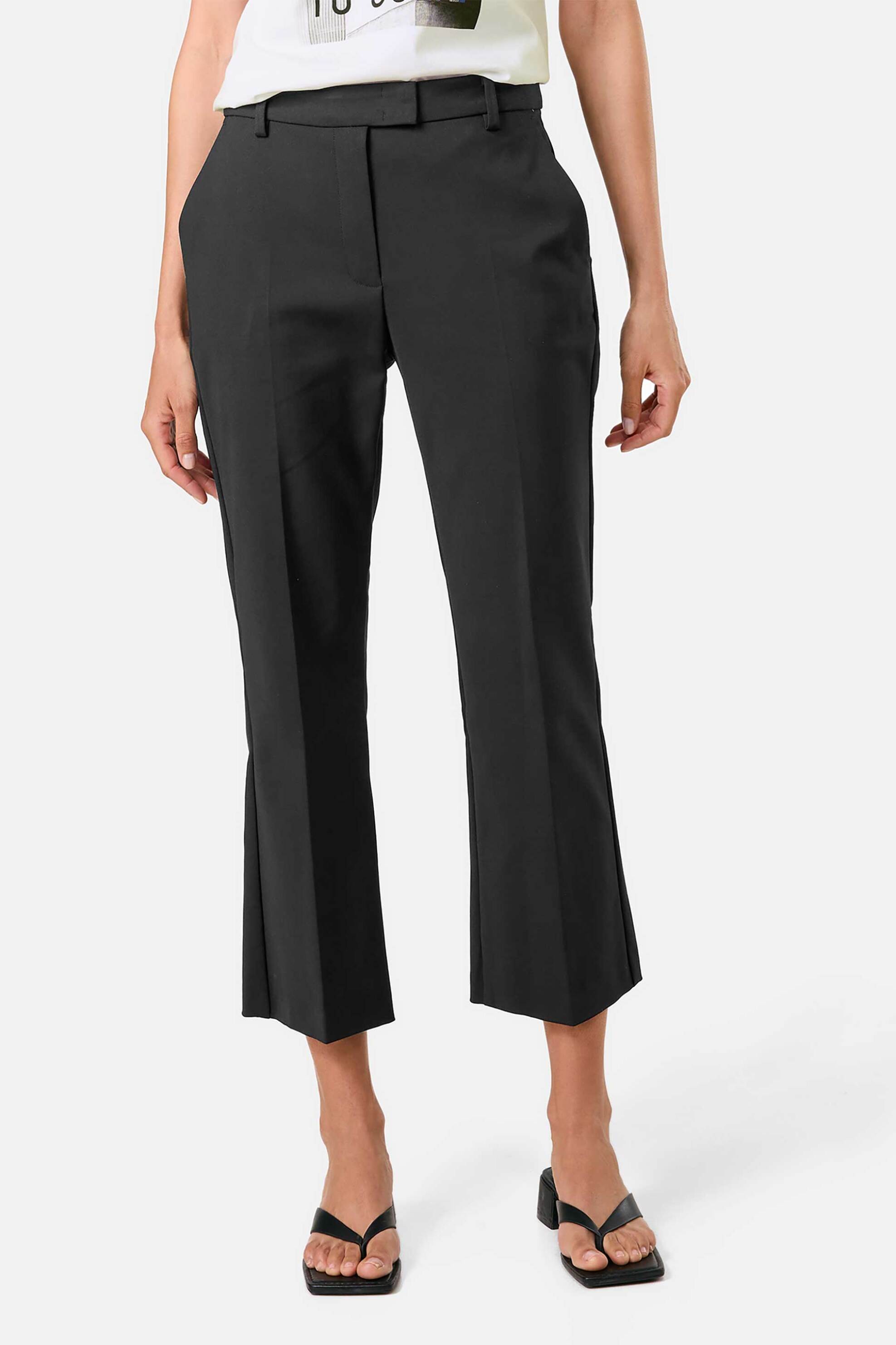 Gerry Weber γυναικείο παντελόνι cropped με πιέτες - 520037-31335 Μαύρο