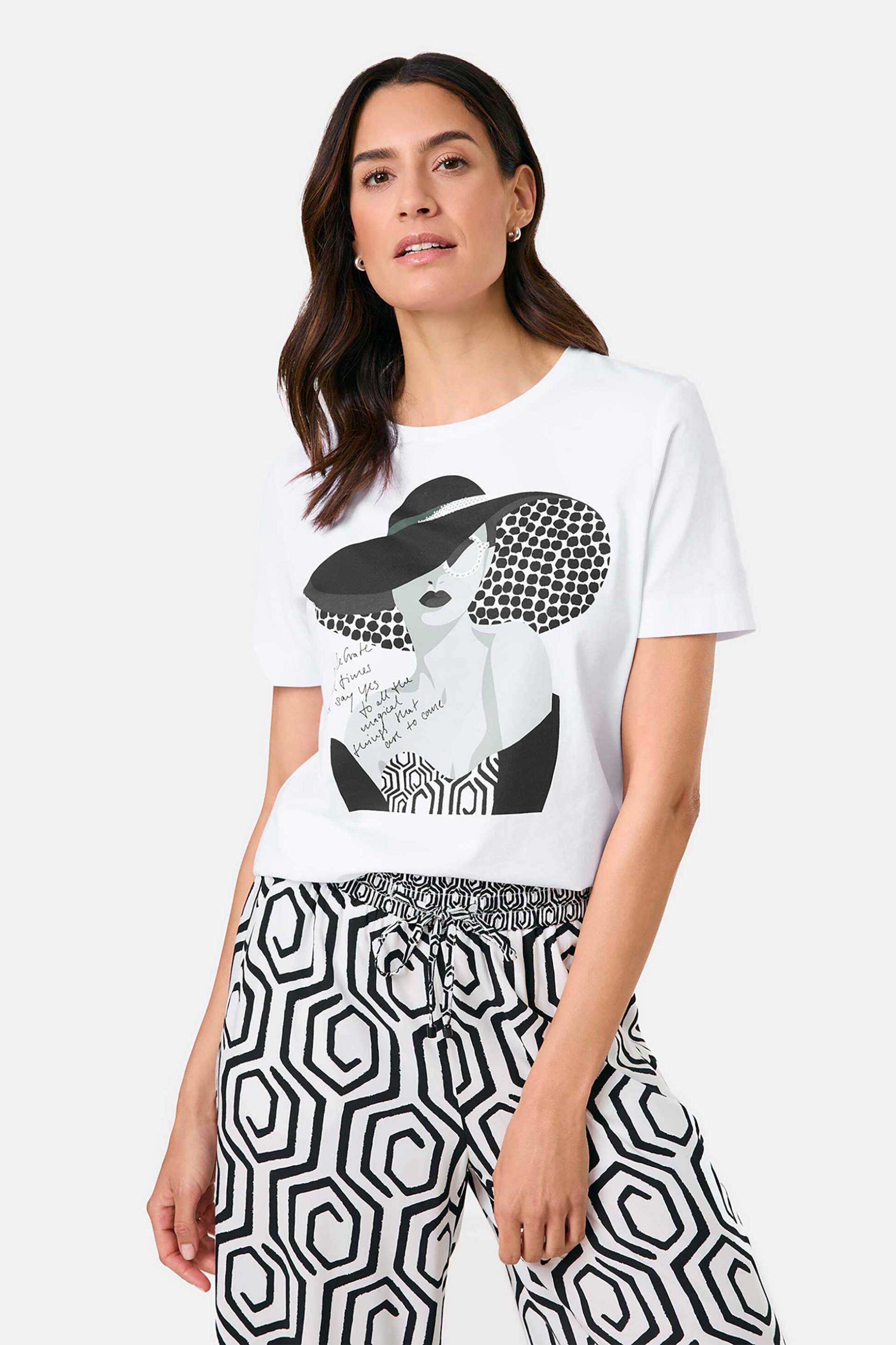 Gerry Weber γυναικείο T-shirt με μπροστινό τύπωμα - 570319-35019 Λευκό