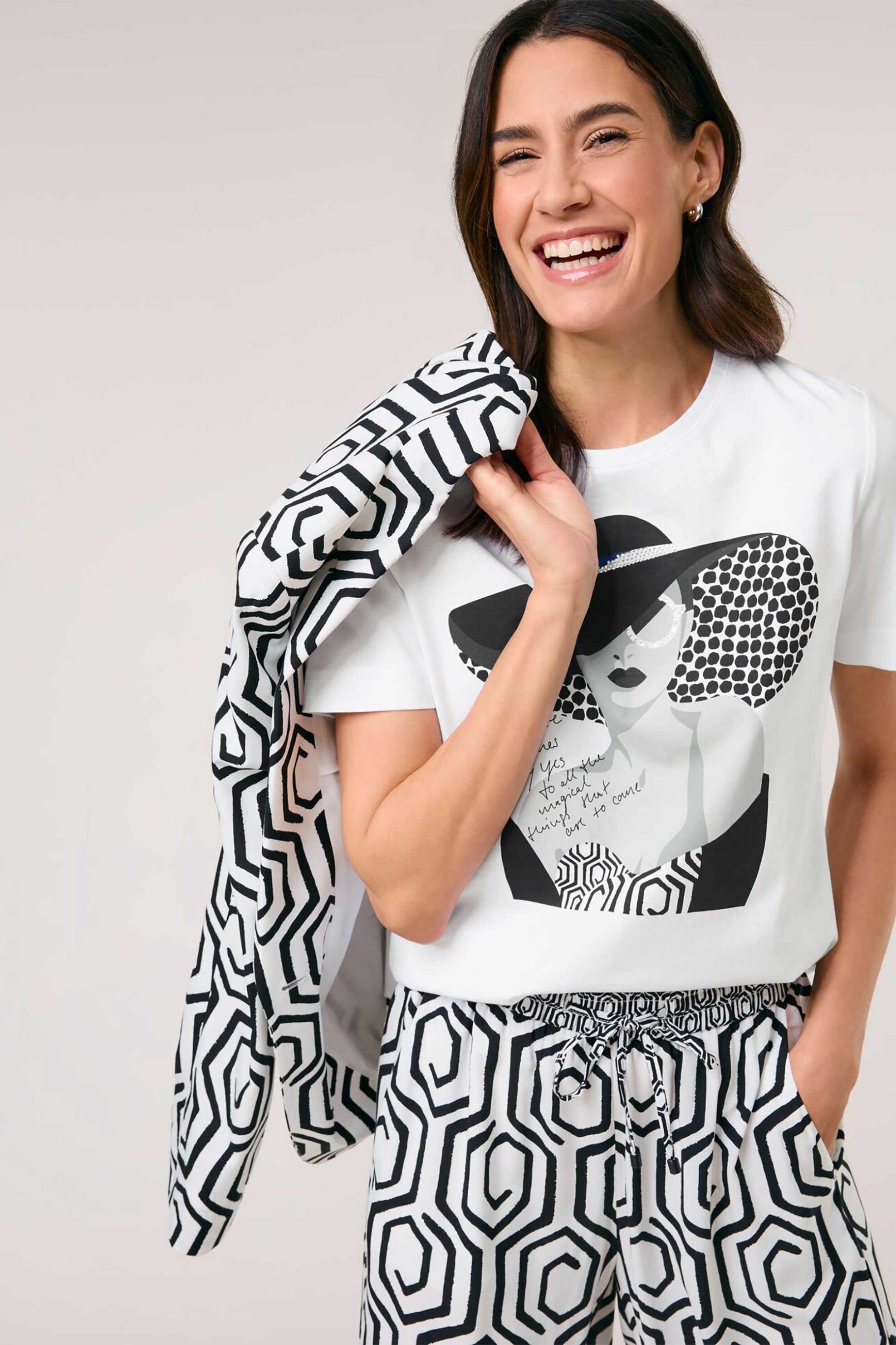 GERRY WEBER Gerry Weber γυναικείο T-shirt με μπροστινό τύπωμα - 570319-35019 Λευκό - 2