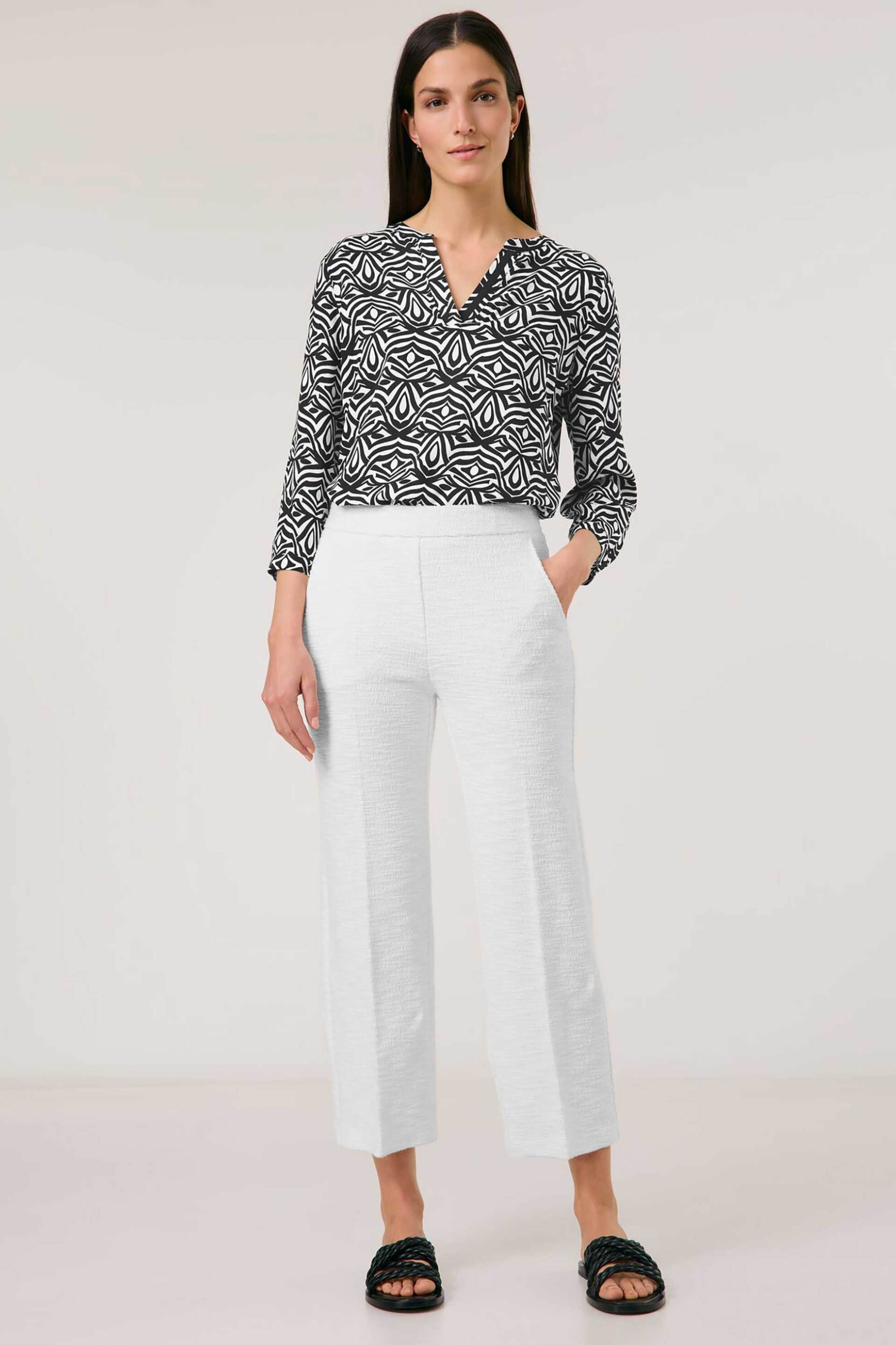 Gerry Weber γυναικείο παντελόνι cropped με πιέτες - 520040-31266 Λευκό