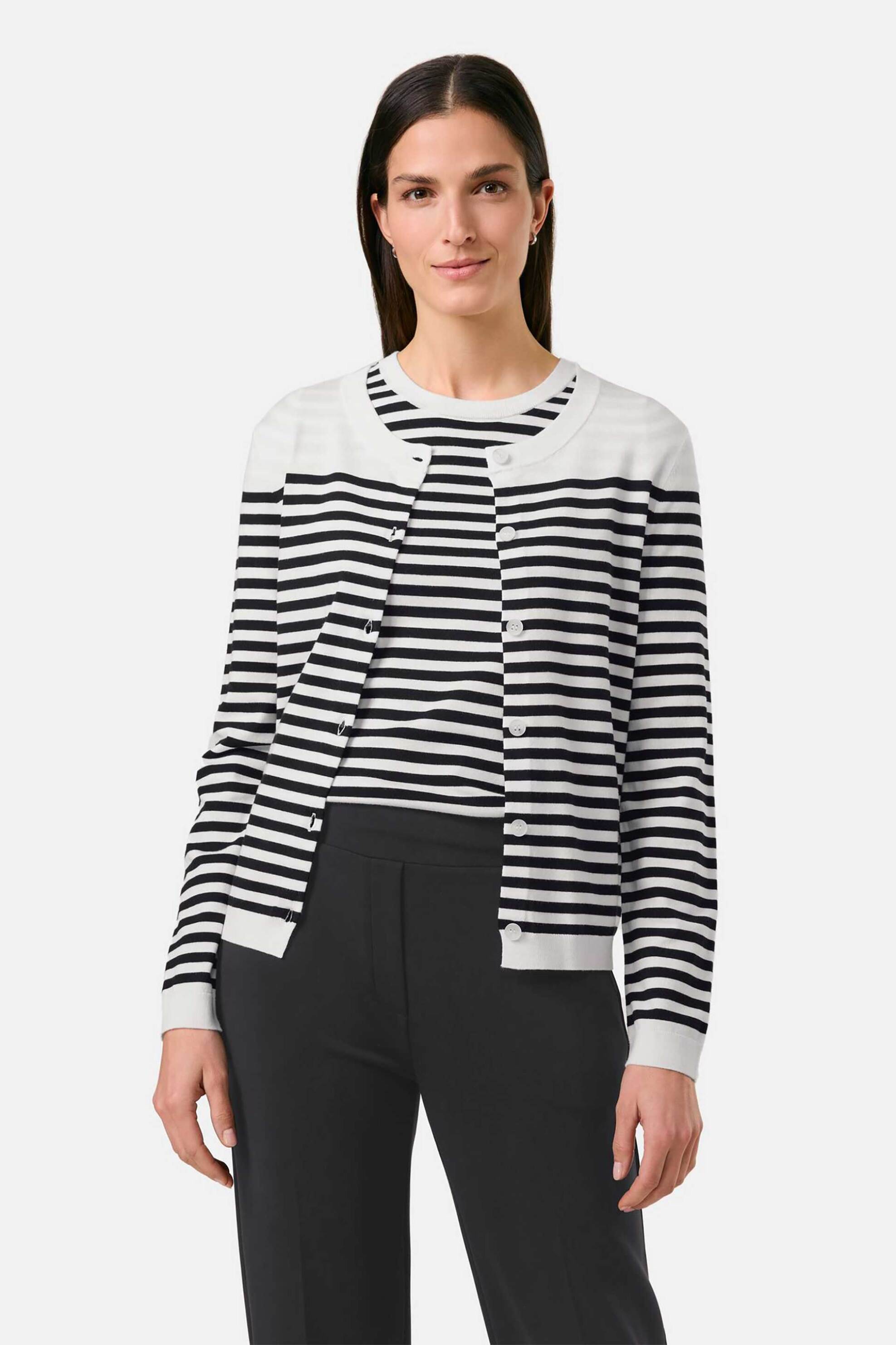 GERRY WEBER Gerry Weber γυναικεία ζεκέτα πλεκτή με ριγέ σχέδιο - 530117-35713 Ασπρόμαυρο