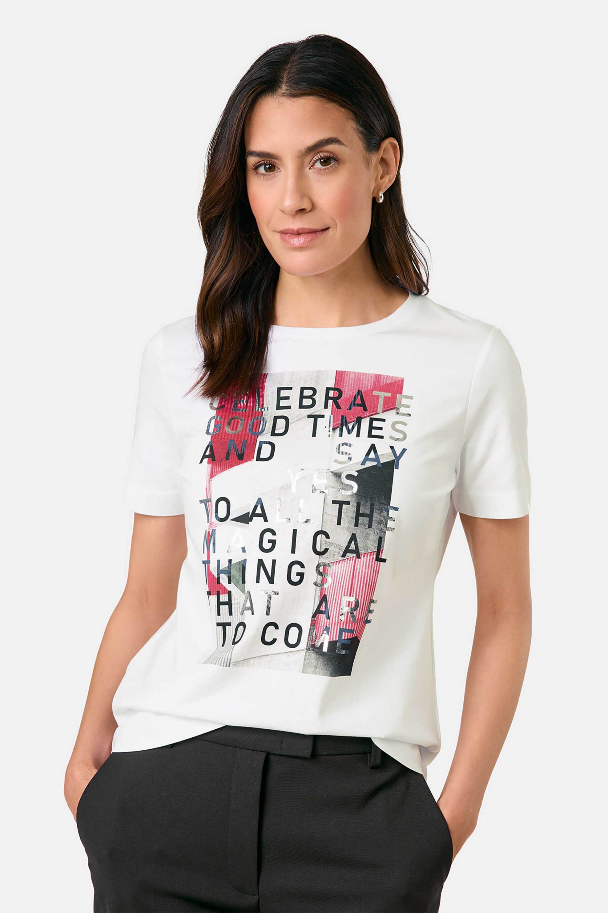 Gerry Weber γυναικείο T-shirt με μπροστινό τύπωμα - 570320-35019 Λευκό