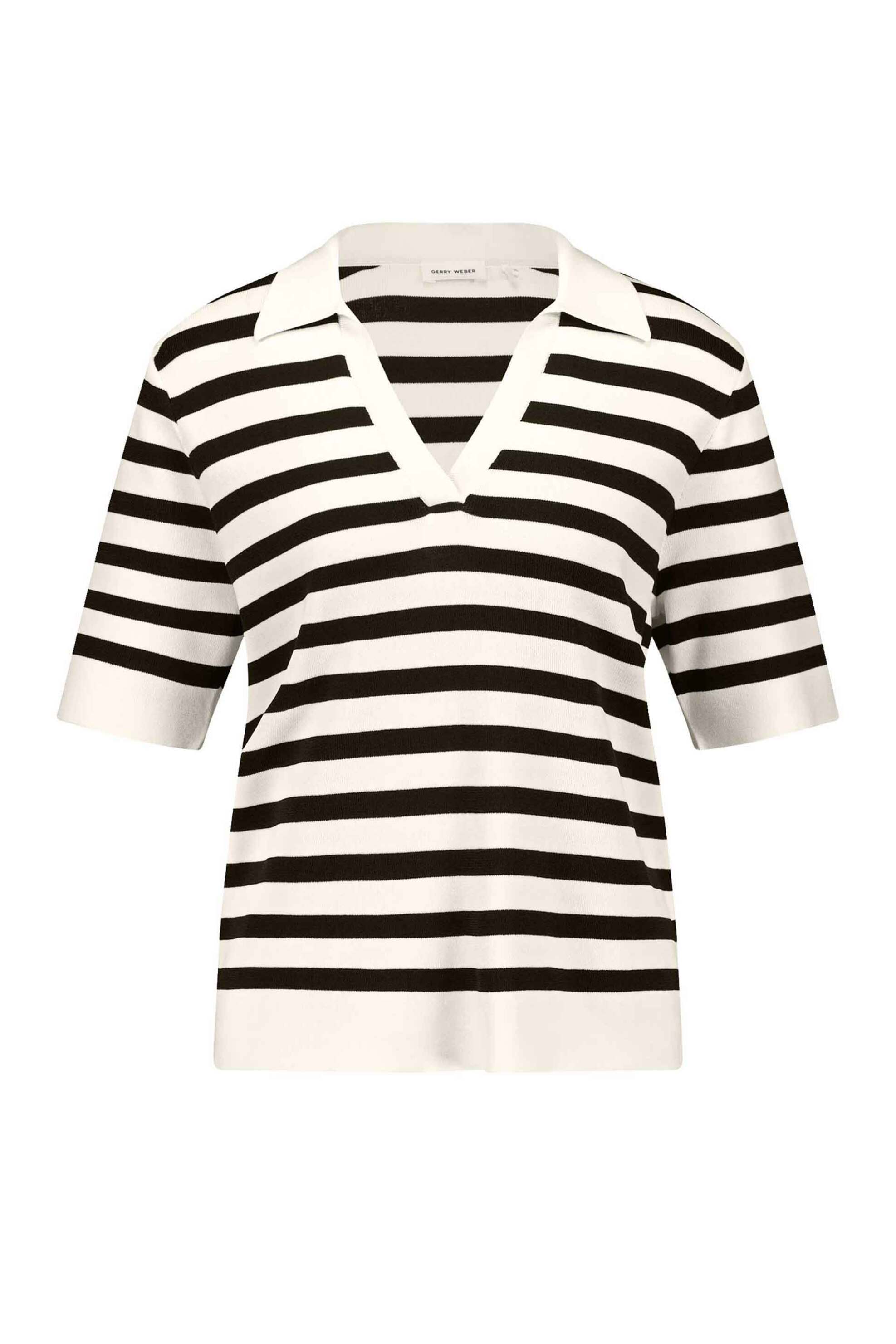 GERRY WEBER Gerry Weber γυναικεία πλεκτή μπλούζα με ριγέ σχέδιο και γιακά - 571084-35742 Ασπρόμαυρο