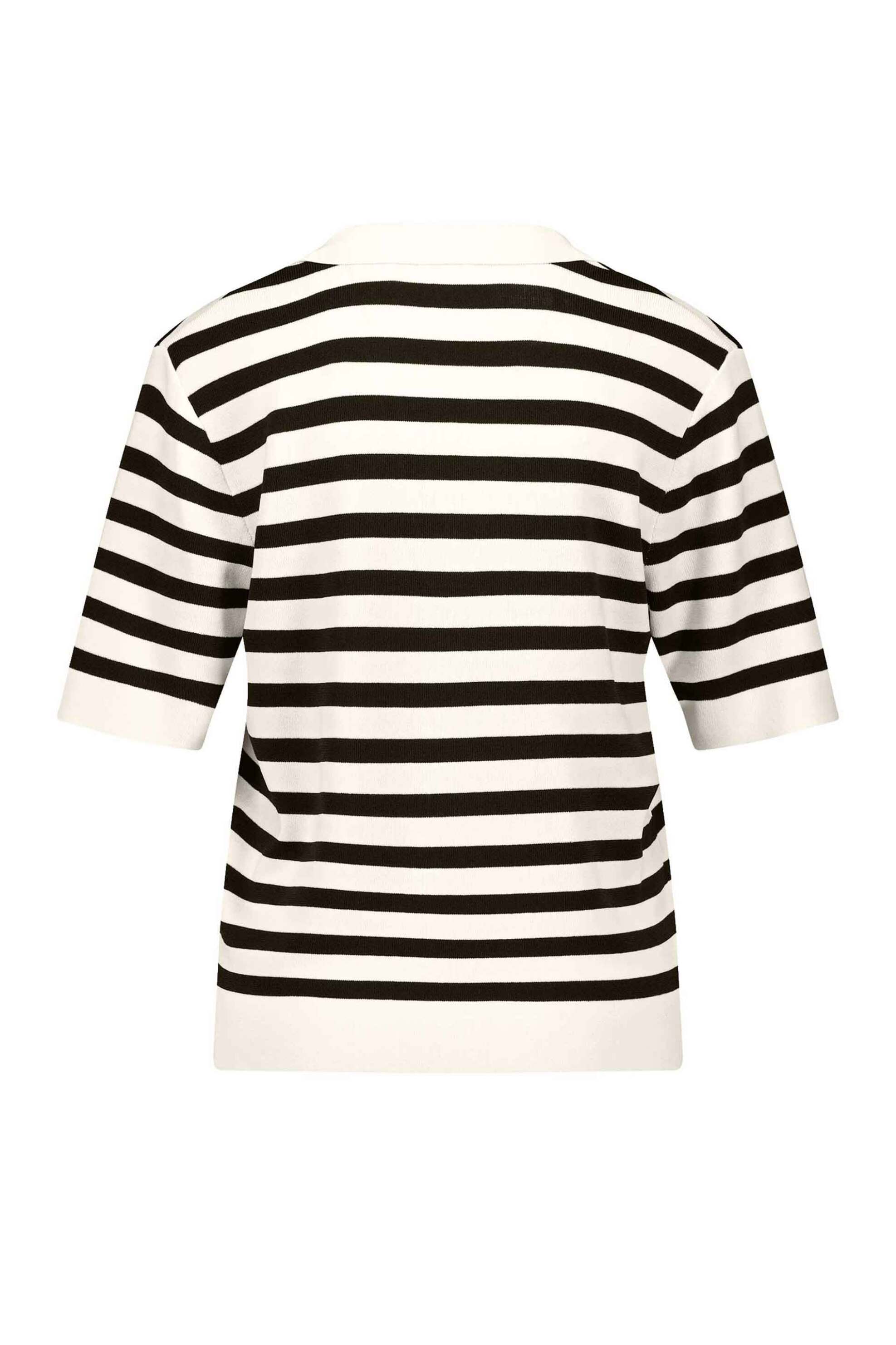 Gerry Weber γυναικεία πλεκτή μπλούζα με ριγέ σχέδιο και γιακά - 571084-35742 Ασπρόμαυρο φωτογραφία