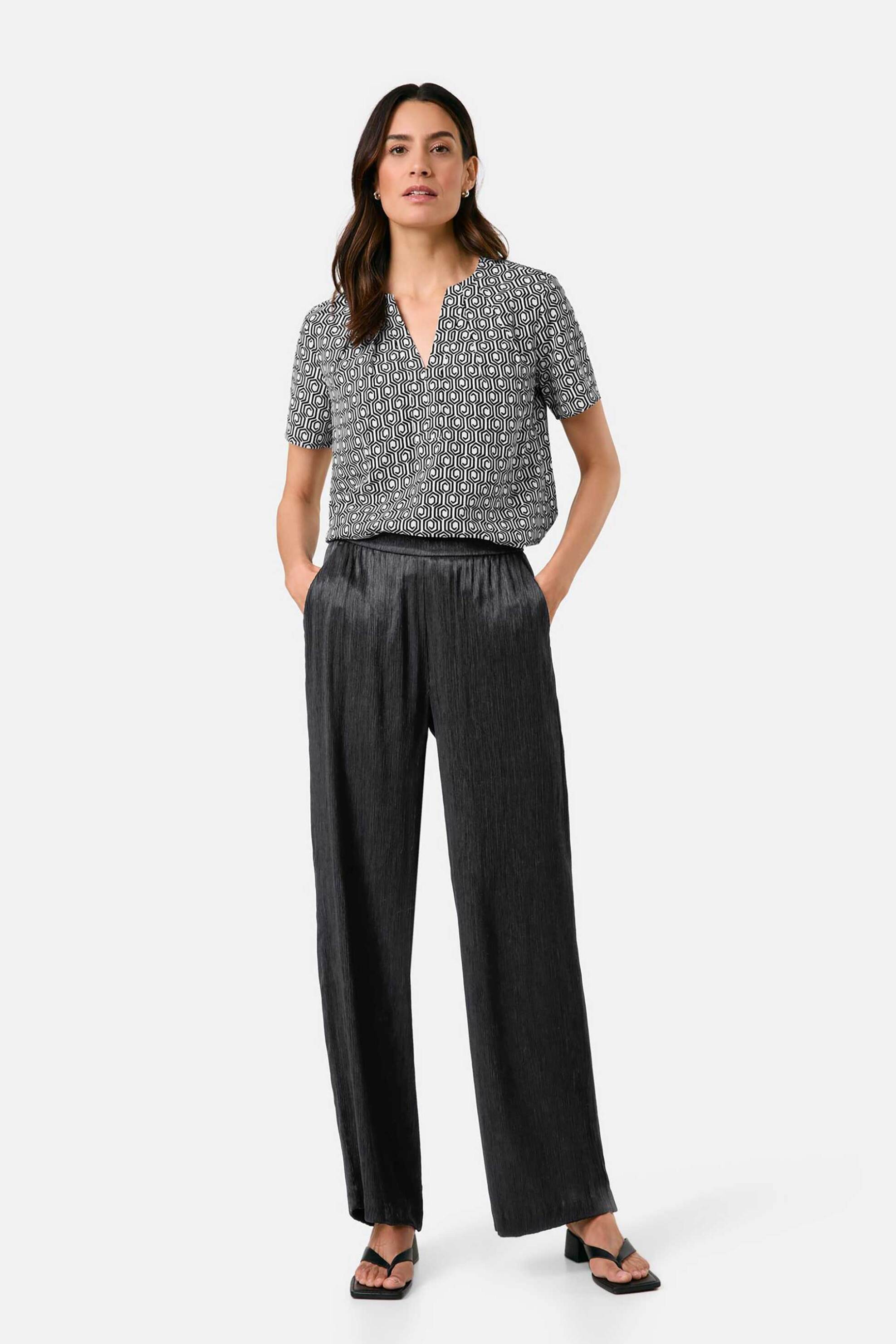 GERRY WEBER Gerry Weber γυναικείο παντελόνι slip-on με wide leg - 520045-31243 Μαύρο