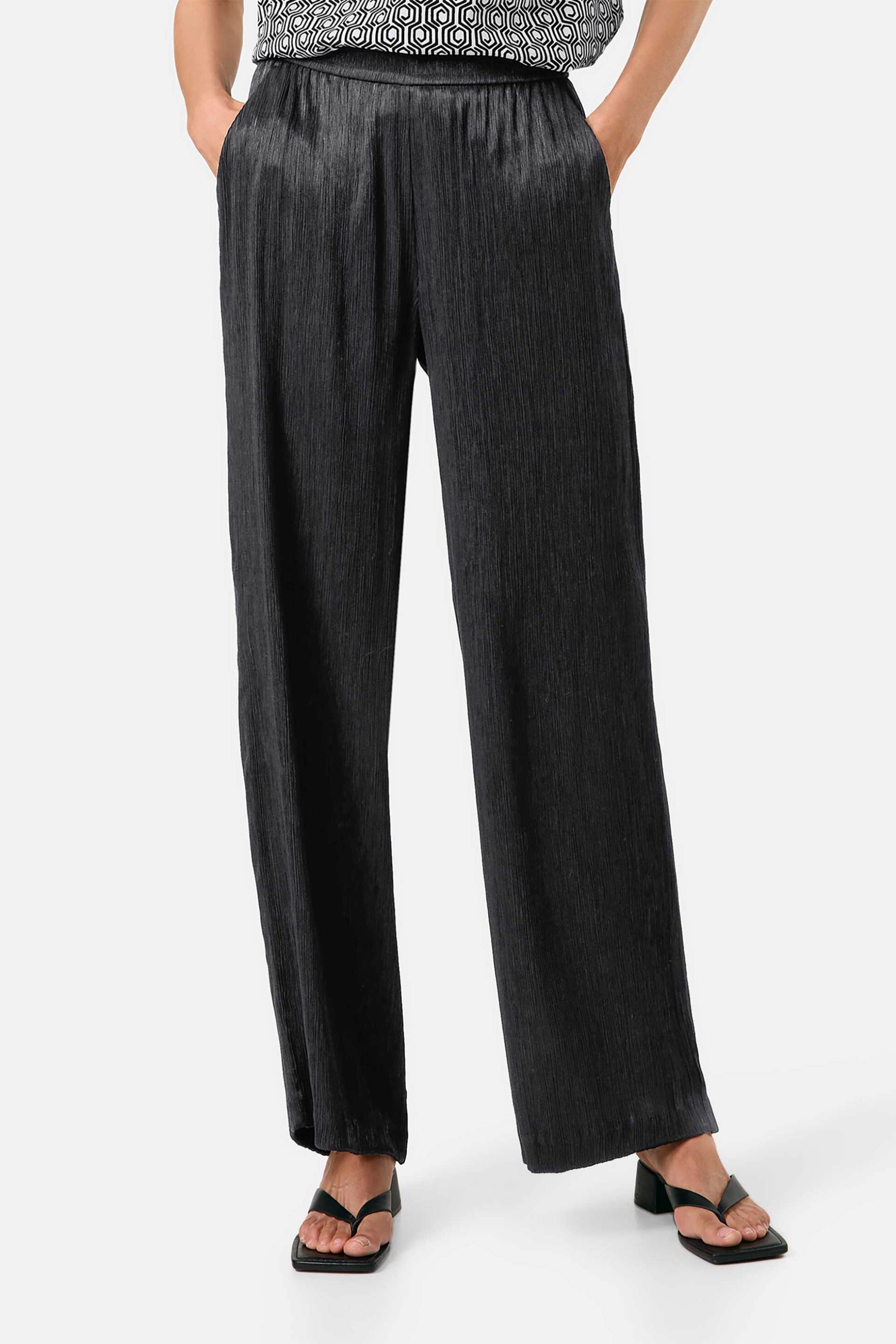 Gerry Weber γυναικείο παντελόνι slip-on με wide leg - 520045-31243 Μαύρο φωτογραφία