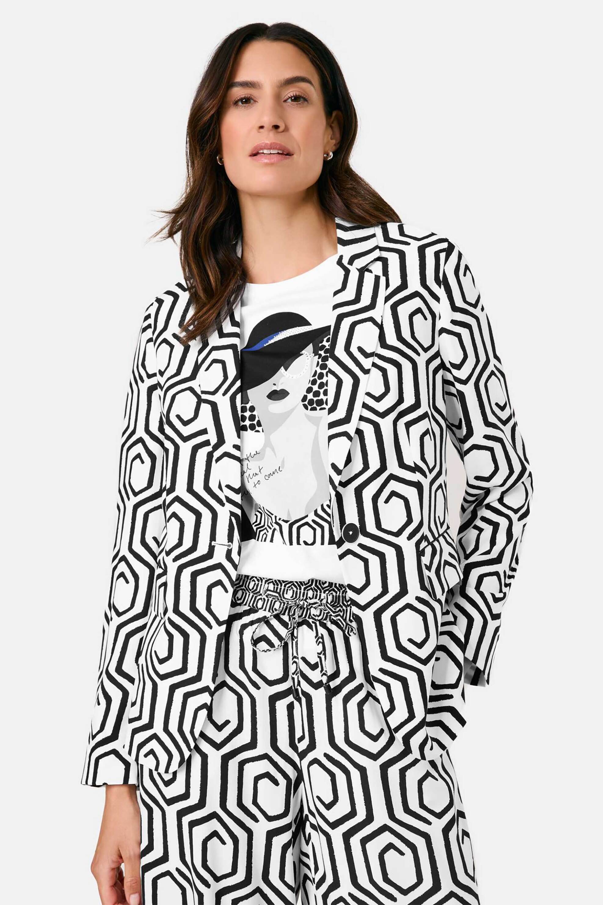 GERRY WEBER Gerry Weber γυναικείo σακάκι με all-over print - 530042-31430 Ασπρόμαυρο