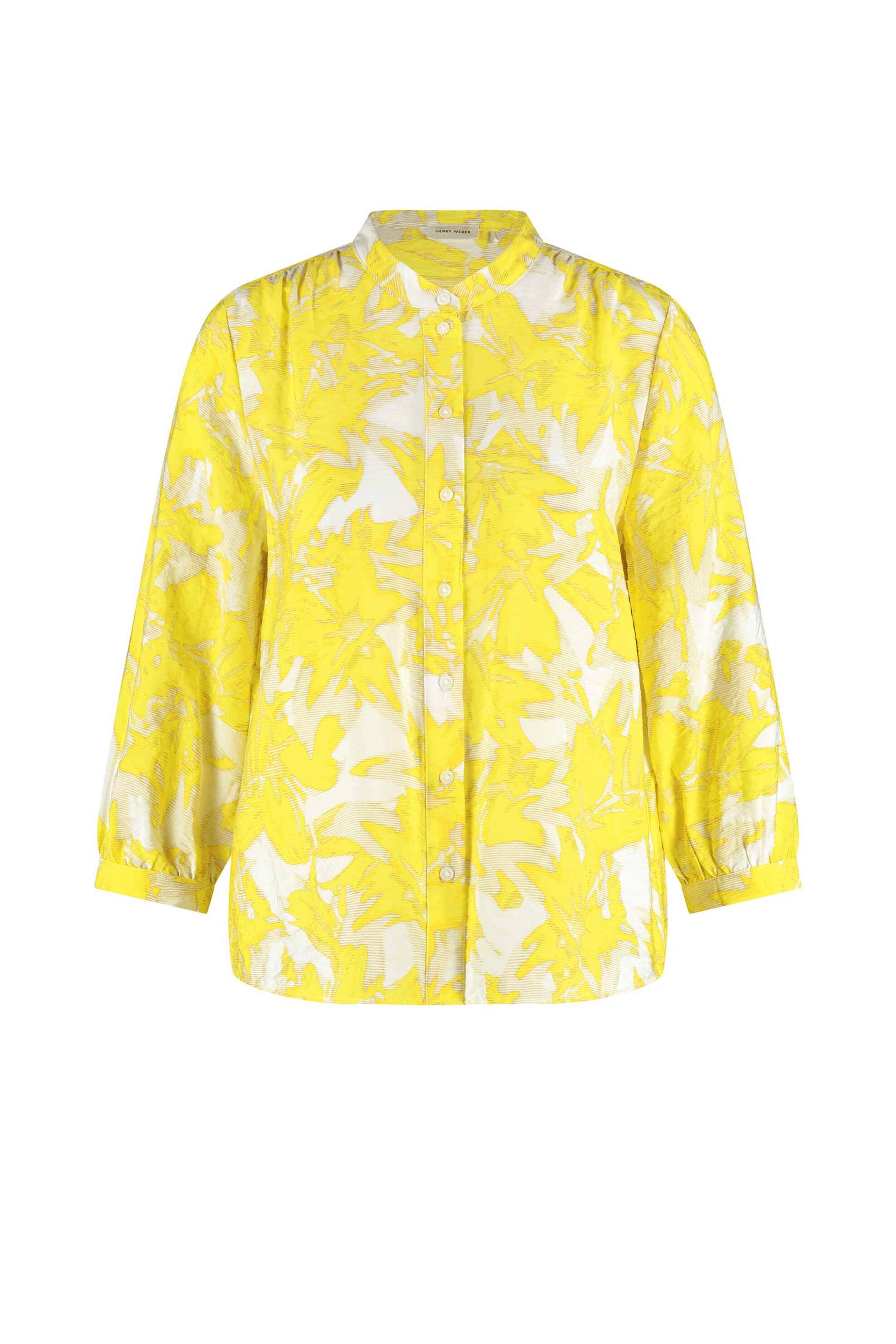 Gerry Weber γυναικείο πουκάμισο μάο με floral print και μανίκι 3/4 - 560099-31487 Κίτρινο