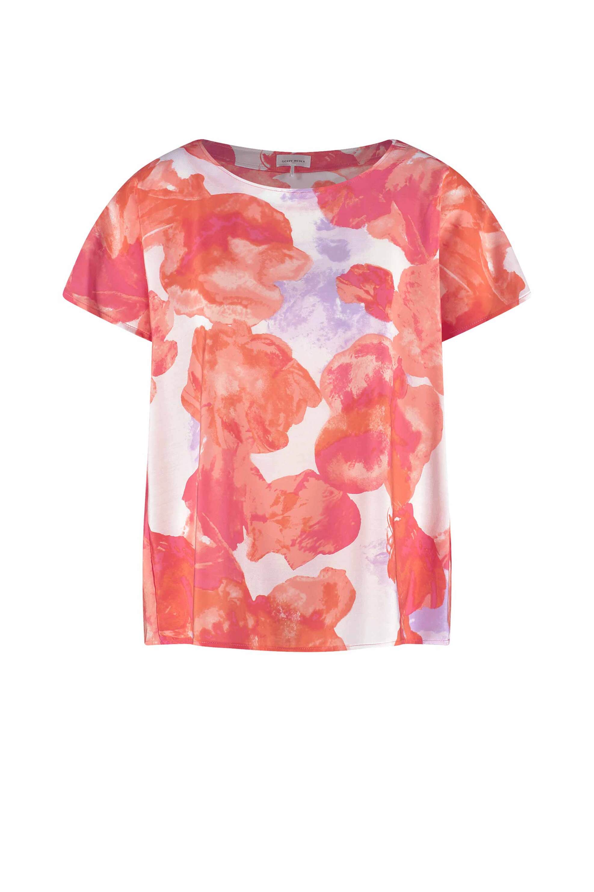 Gerry Weber γυναικεία μπλούζα με floral print και πιέτα στο πίσω μέρος - 560105-31485 Πορτοκαλί