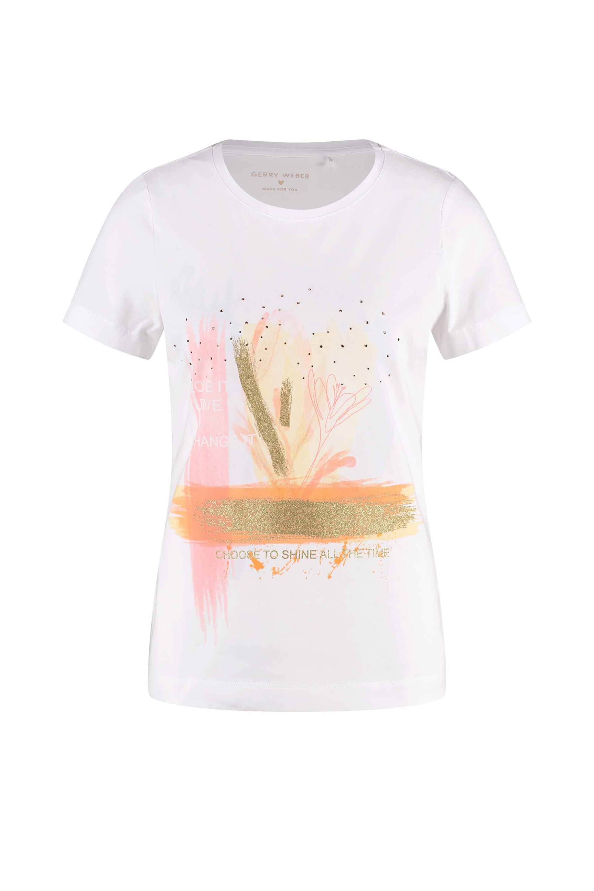 Gerry Weber γυναικείο T-shirt με print και μεταλλικές ίνες - 570345-35010 Λευκό