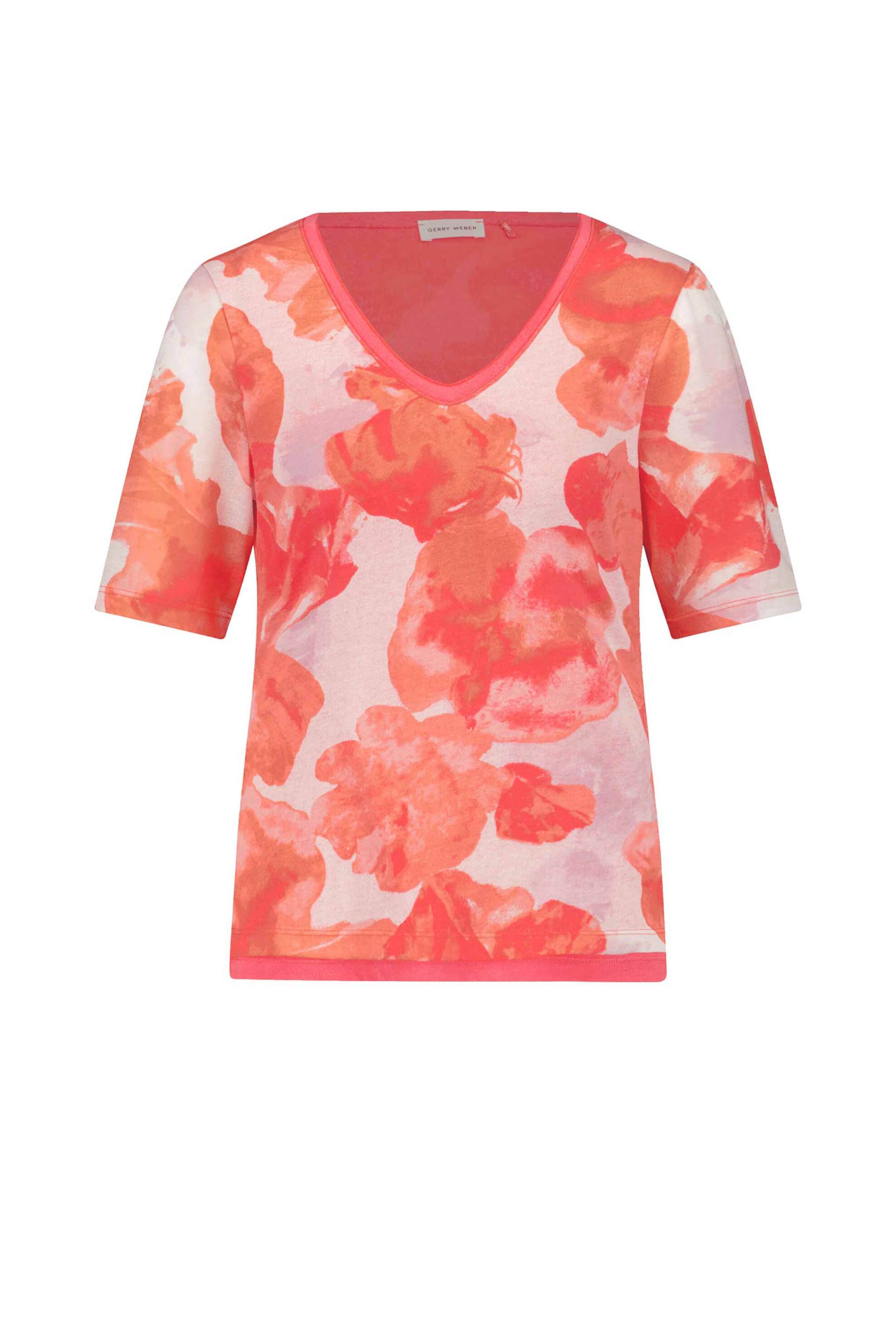 Gerry Weber γυναικείο T-shirt με all-over floral print και V - 570356-35060 Πορτοκαλί