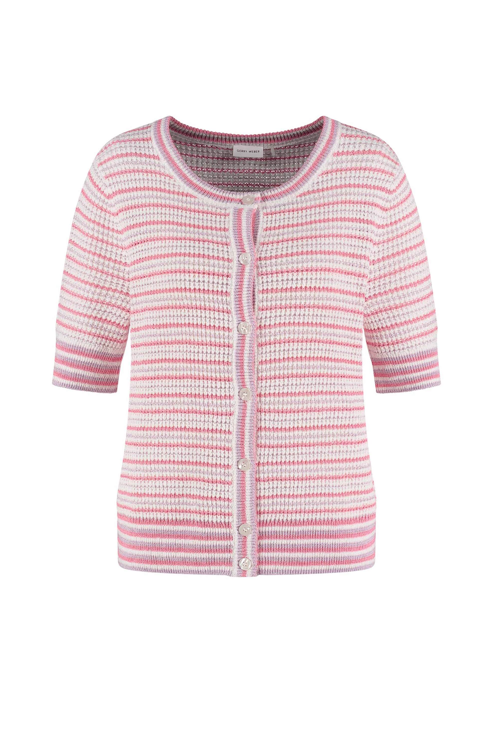 Gerry Weber γυναικεία πλεκτή ζακέτα με ριγέ σχέδιο - 530141-35753 Ροζ
