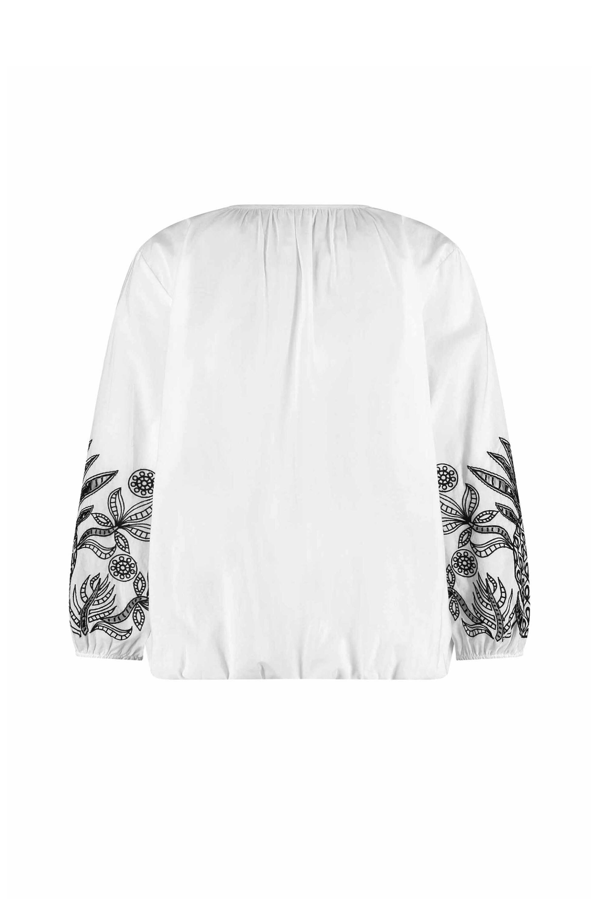 Gerry Weber γυναικεία μπλούζα με σούρες και σχέδιο στα μανίκια - 560116-31495 Λευκό