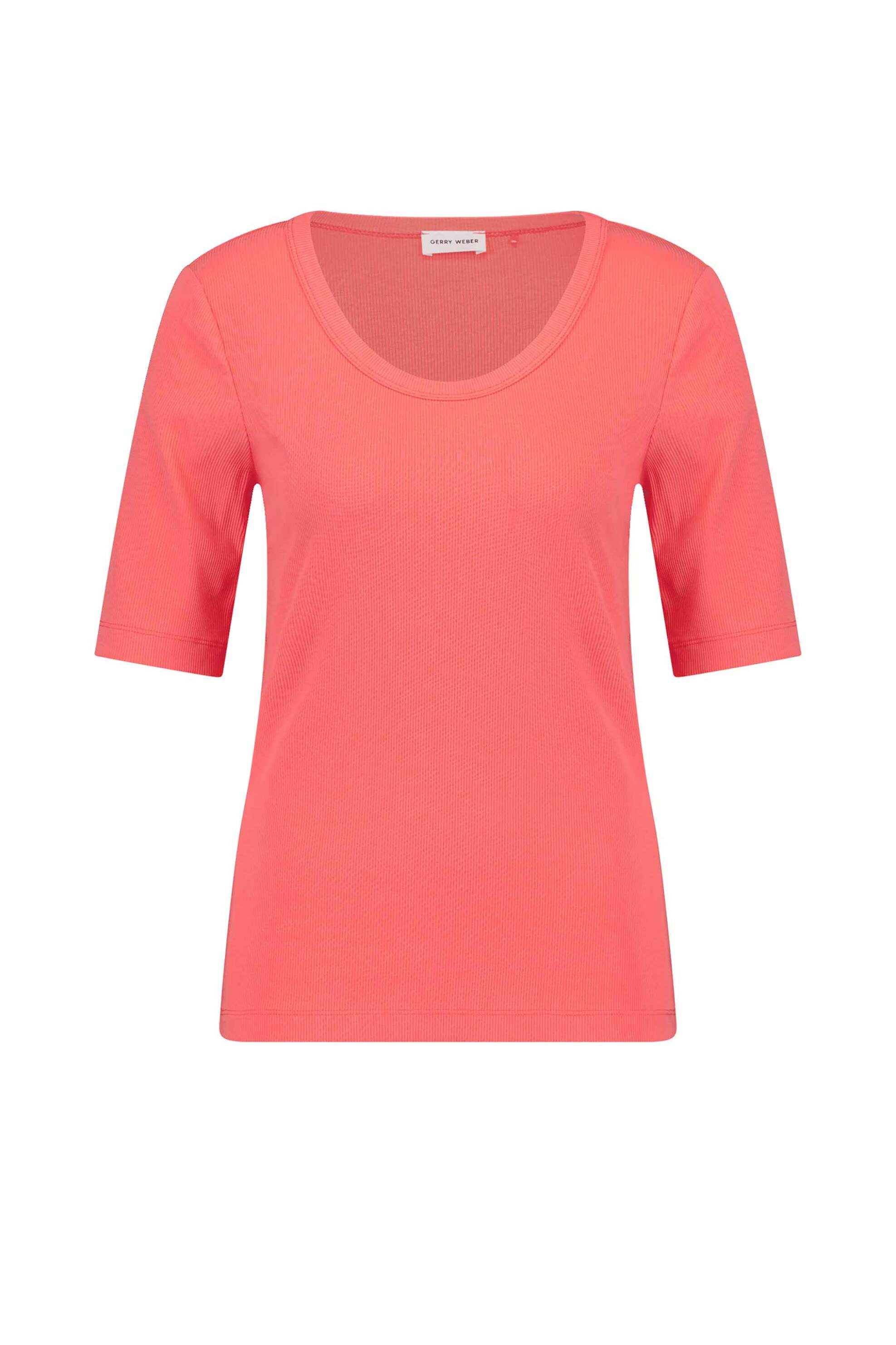 Gerry Weber γυναικείο T-shirt μονόχρωμο ribbed - 570322-35054 Κοραλί