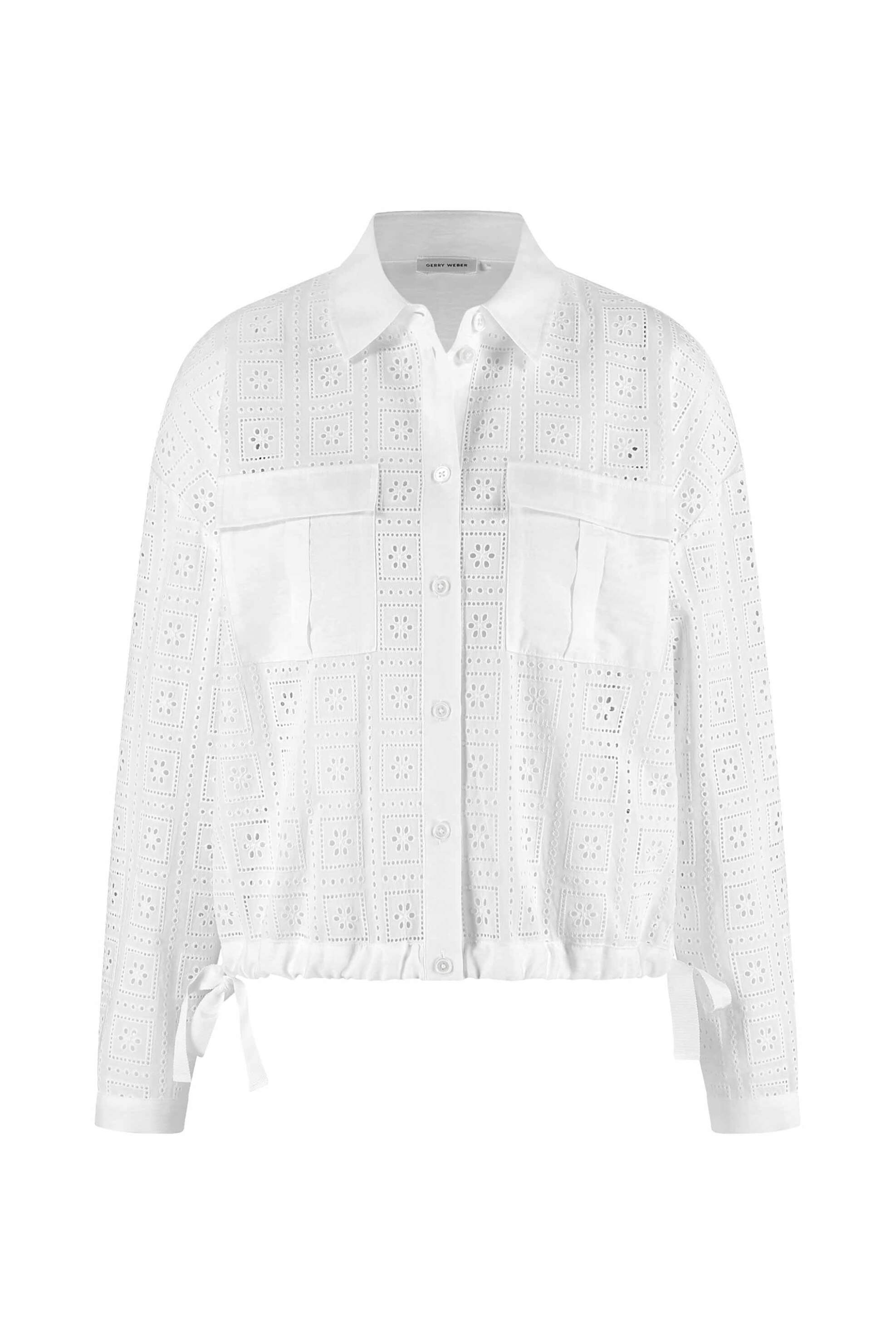 Gerry Weber γυναικείο πουκάμισο με διάτρητο κεντητό σχέδιο και τσέπες - 560113-31494 Λευκό