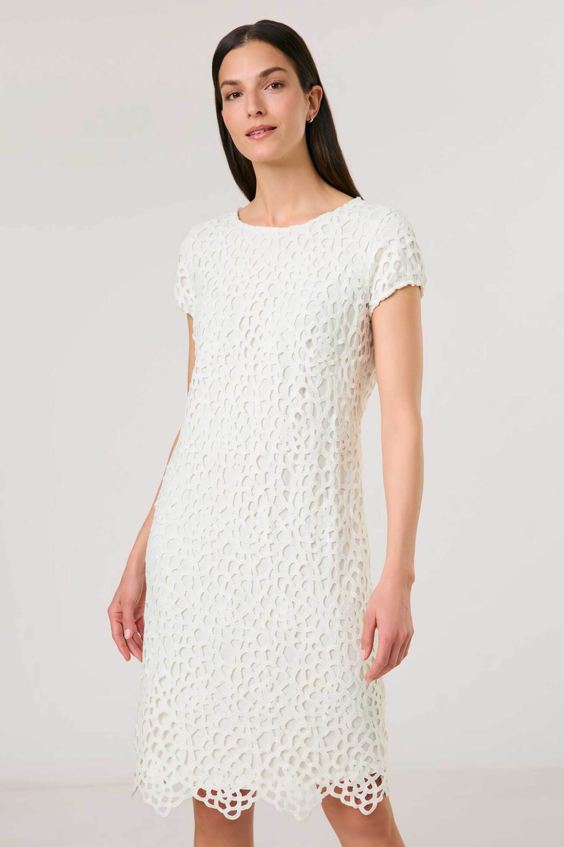 Gerry Weber γυναικείο mini φόρεμα με διάτρητο layer - 580102-31542 Λευκό