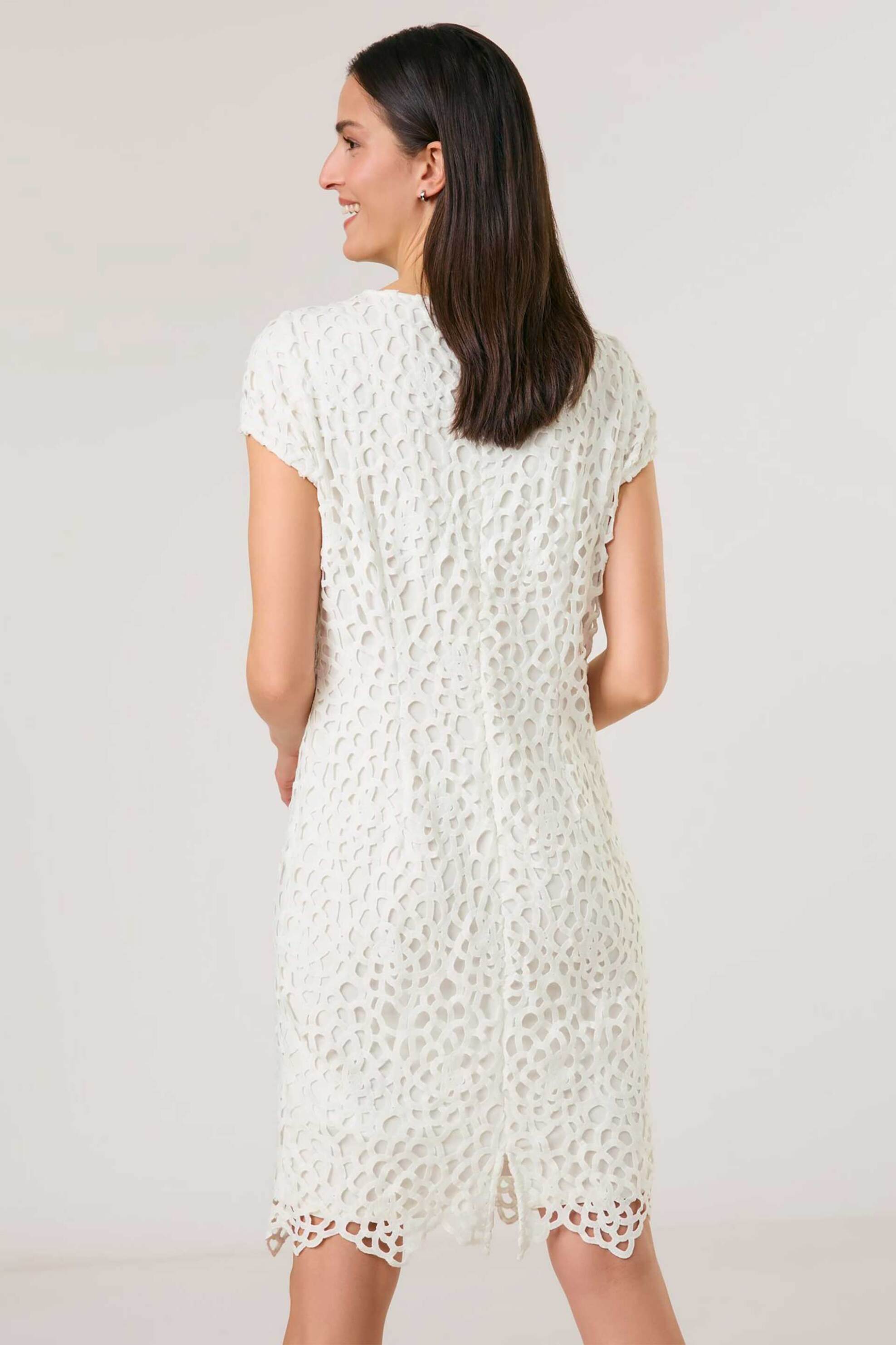 GERRY WEBER Gerry Weber γυναικείο mini φόρεμα με διάτρητο layer - 580102-31542 Λευκό - 4