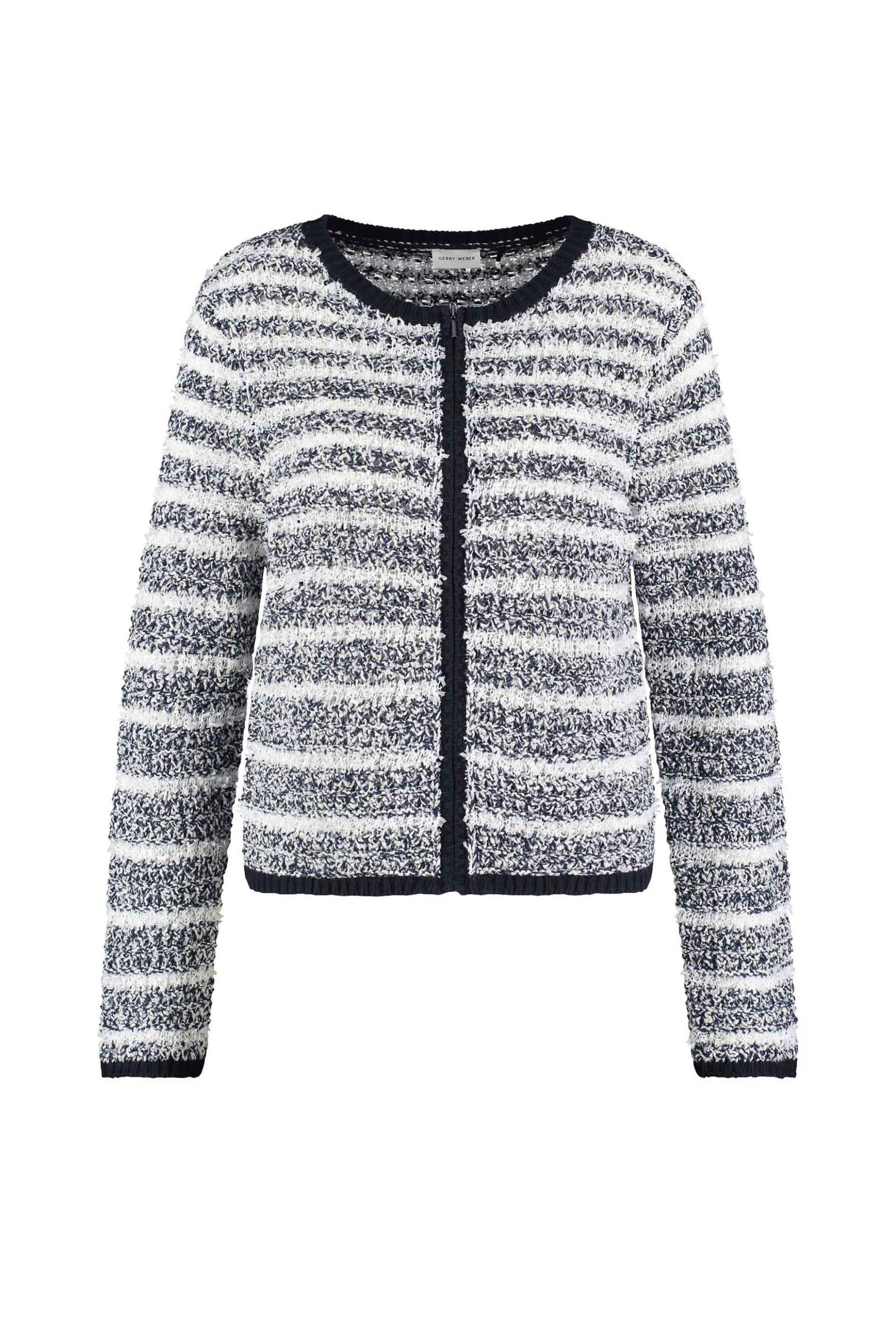 Gerry Weber γυναικεία πλεκτή ζακέτα με ριγέ σχέδιο - 130017-57015 Λευκό