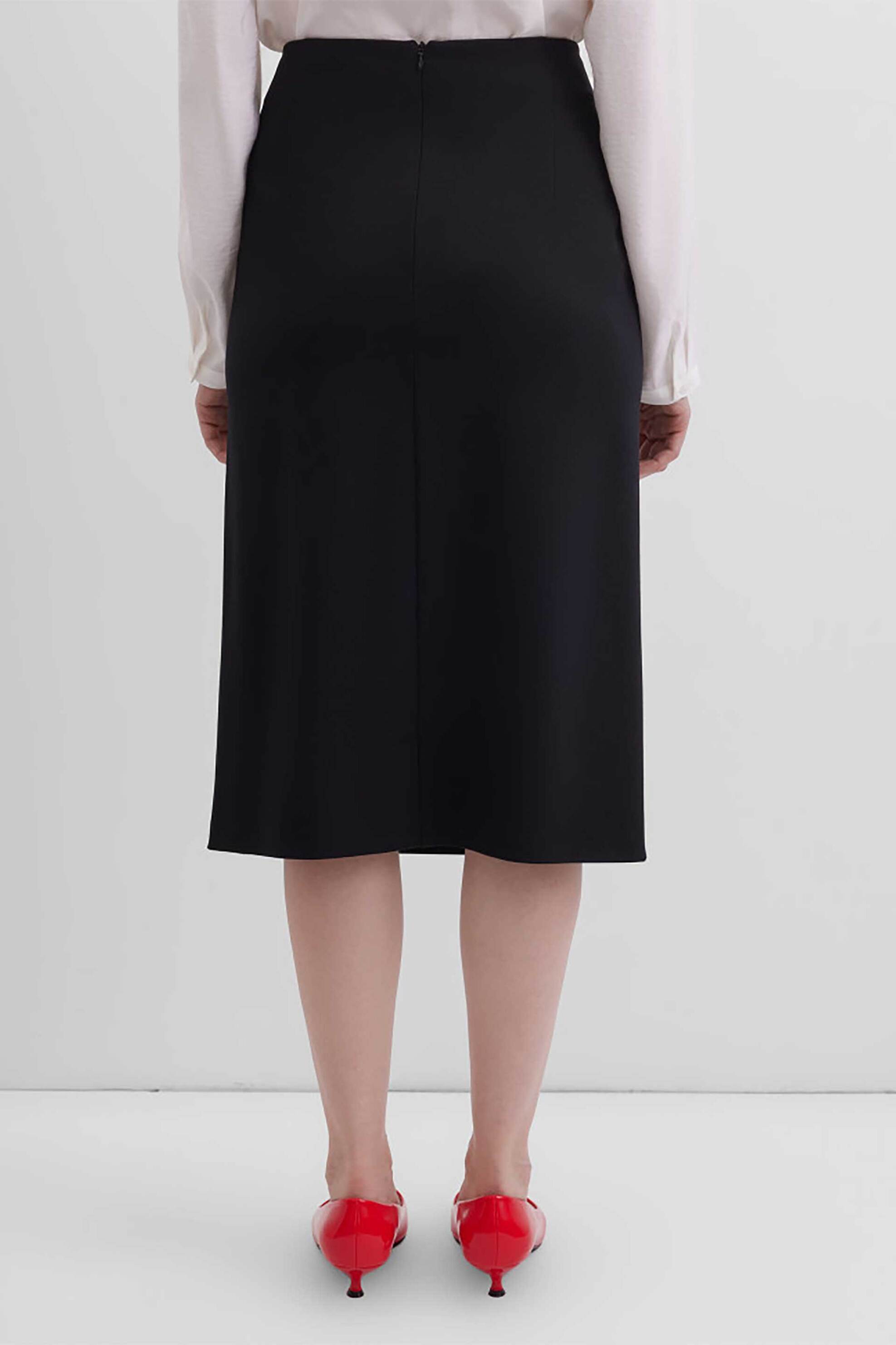 GERRY WEBER Gerry Weber γυναικεία πλεκτή midi φούστα με αγκράφα Straight Fit - 911000-52218 Μαύρο - 3