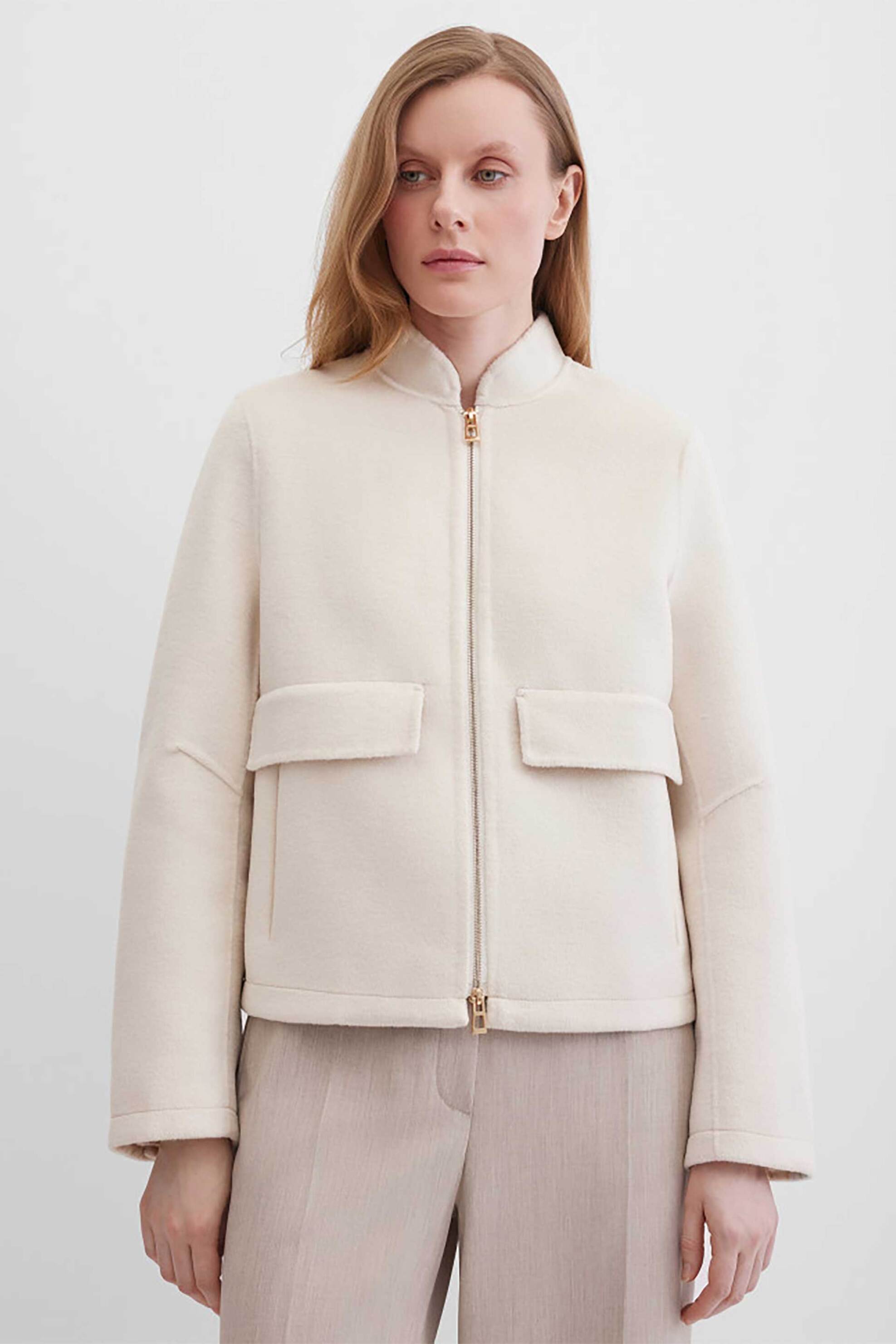 Gerry Weber γυναικείο jacket με ψηλό λαιμό Straight Cut - 250008-61004 Μπεζ