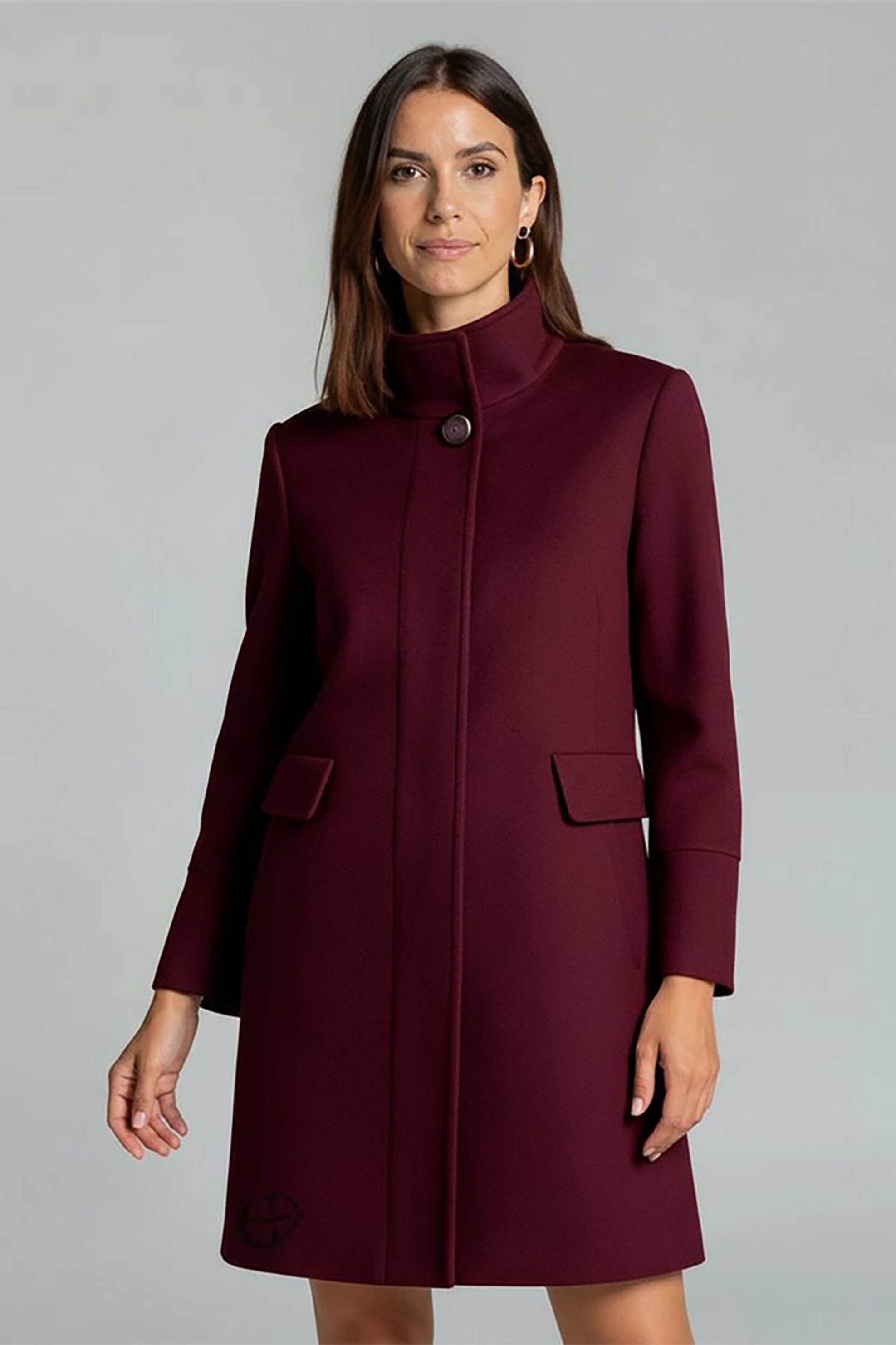 Gerry Weber γυναικείο παλτό με περιεκτικότητα σε μαλλί και ψηλό λαιμό - 250023-61020 Μπορντό